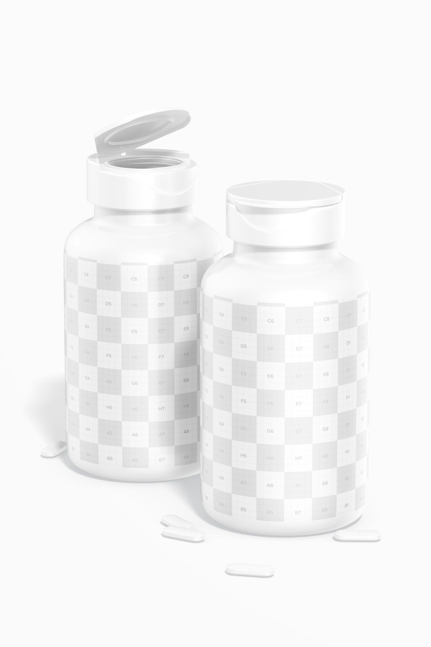 Big Pills Bottle Mockup, Opened and Closed