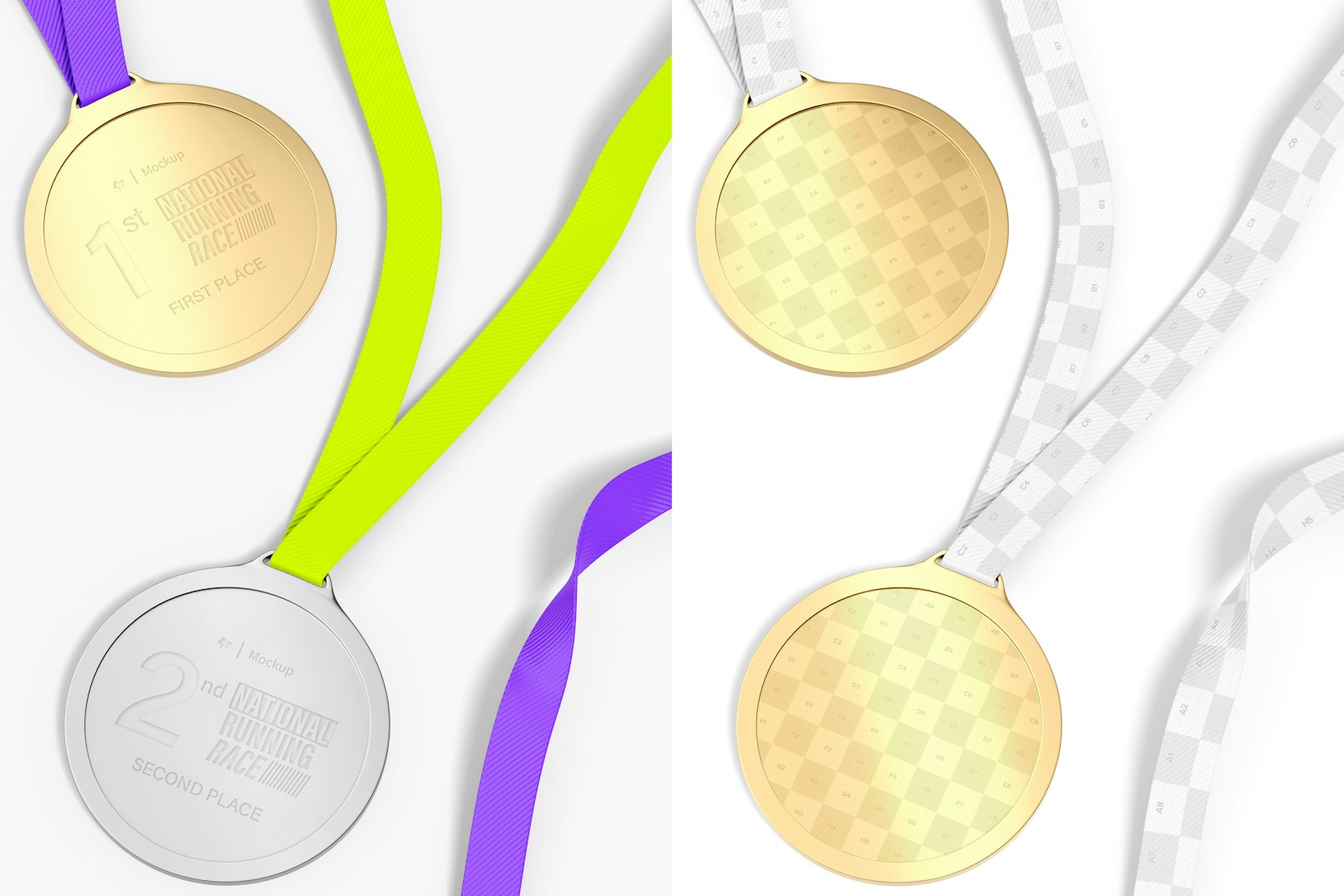 Round Medals Mockup, Top View