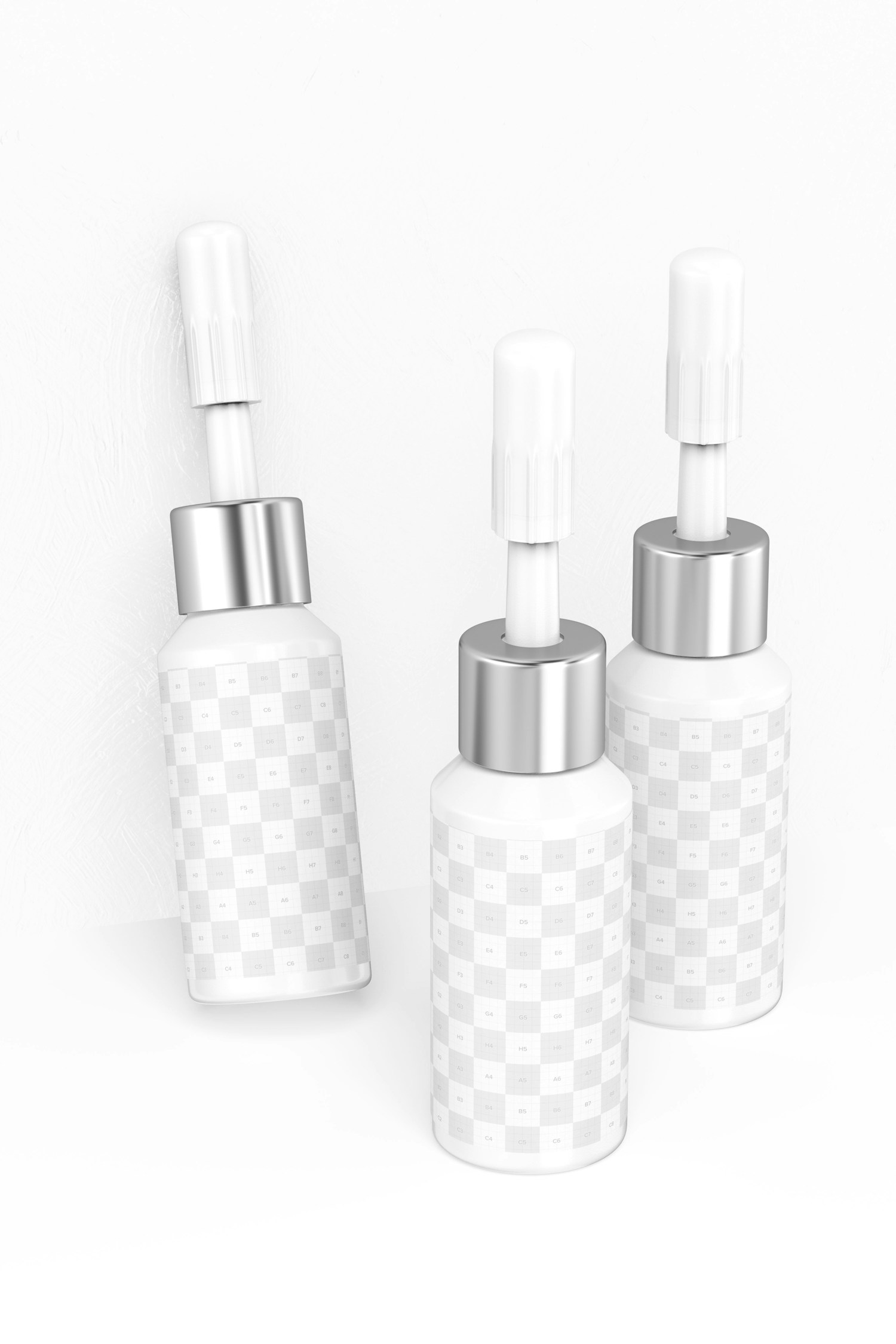 Cosmetic Micro Pigment Tattoo Bottles Mockup, Leaned