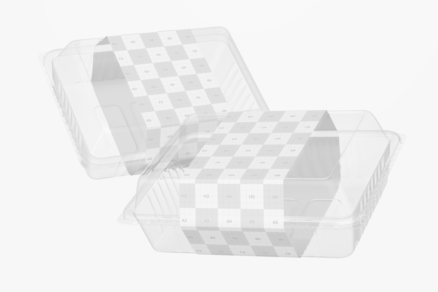 Clear Food Tray Boxes Mockup, Floating