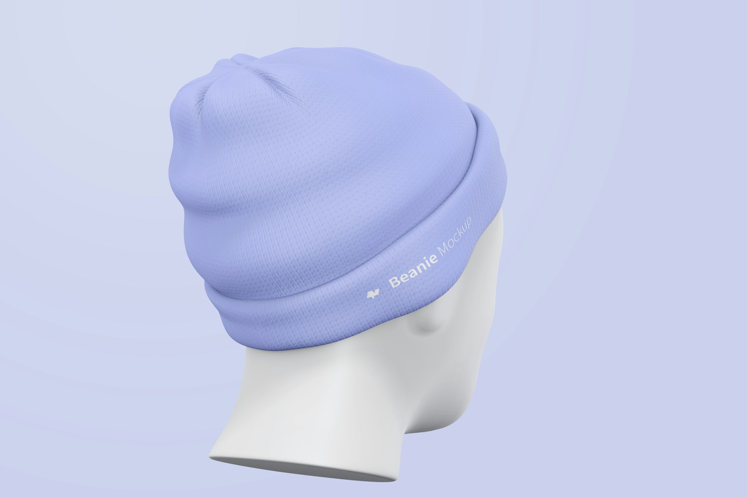 Beanie with Head Mockup, Perspective Back View