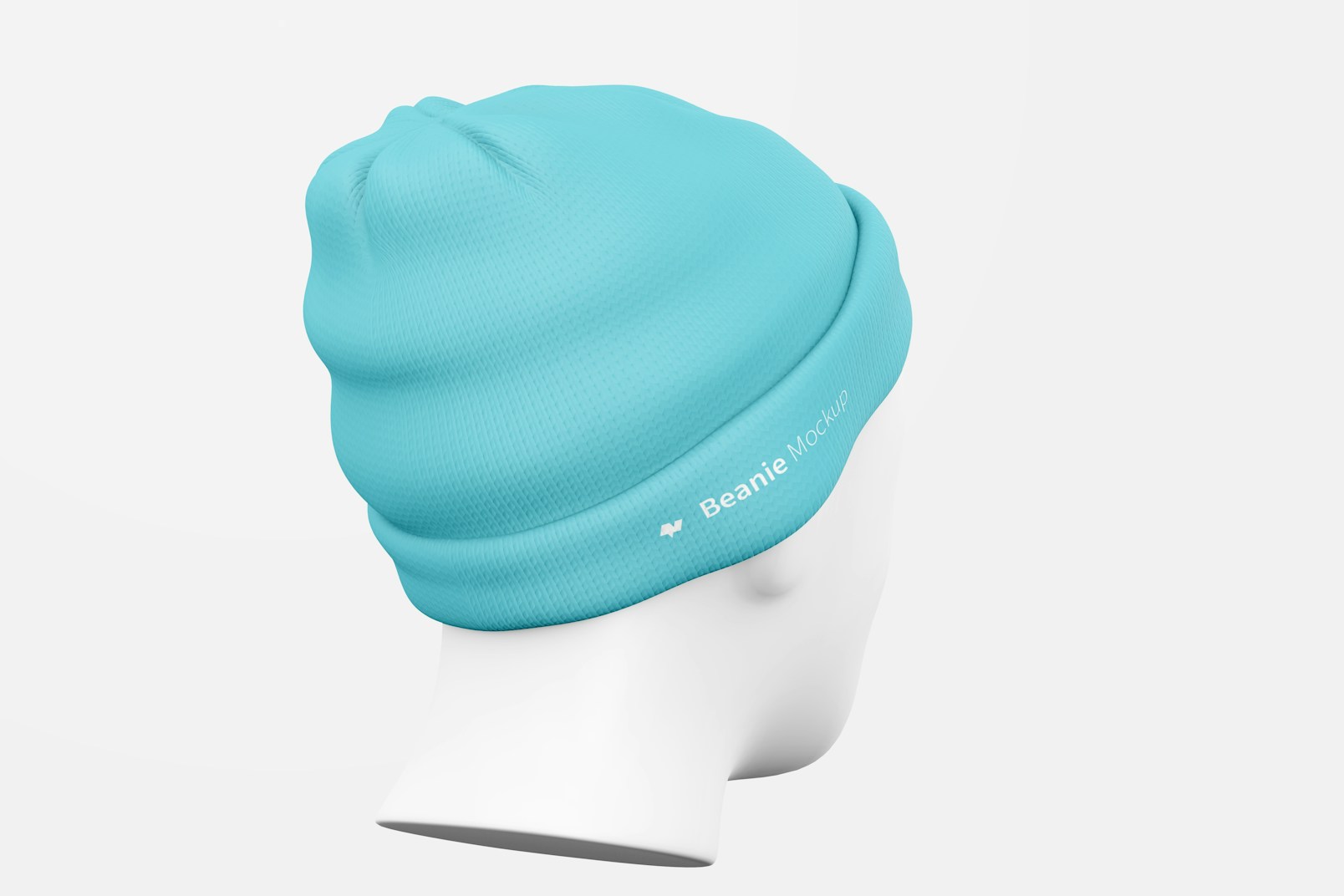 Beanie with Head Mockup, Perspective Back View