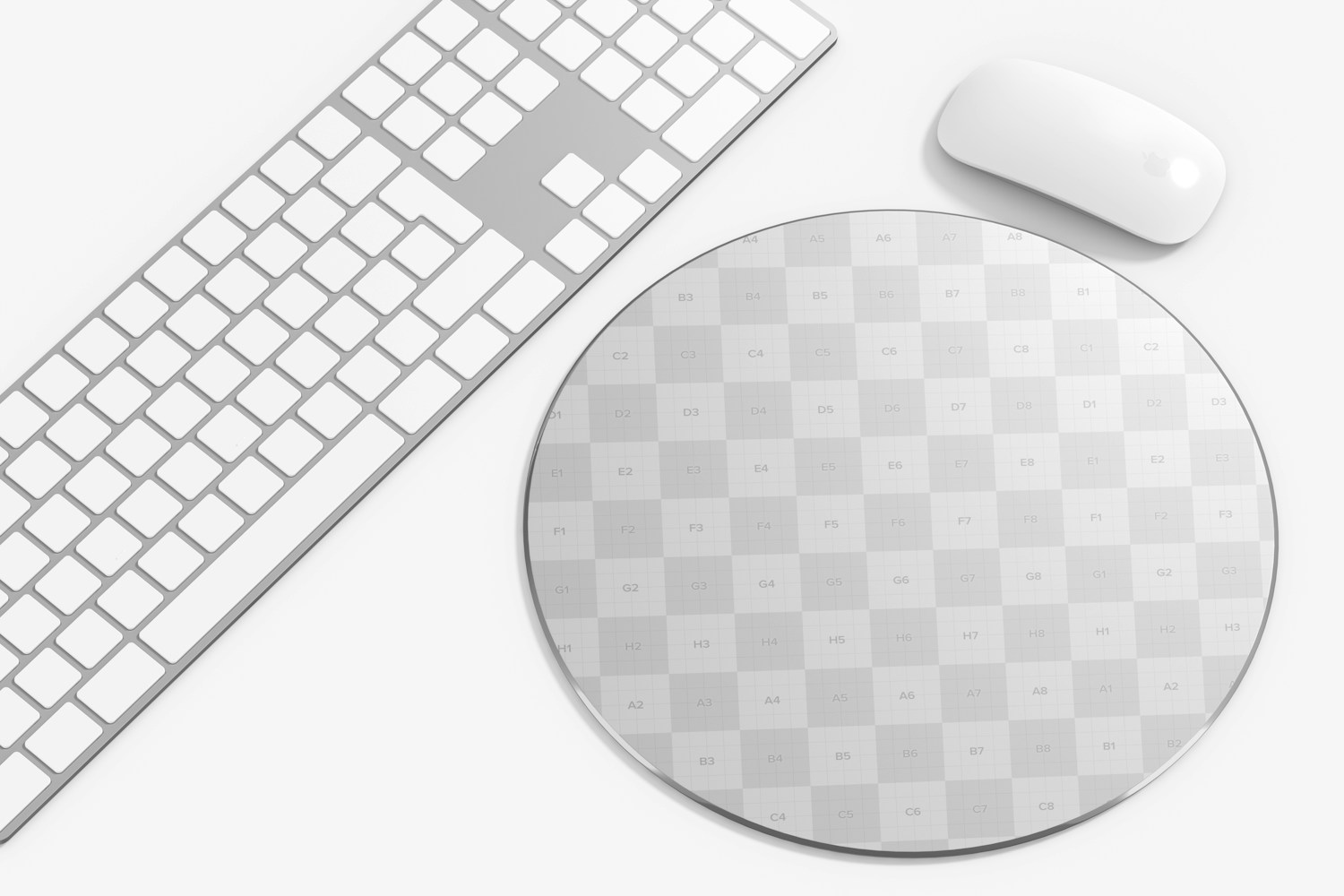 Round Aluminum Mouse Pad with Keyboard Mockup