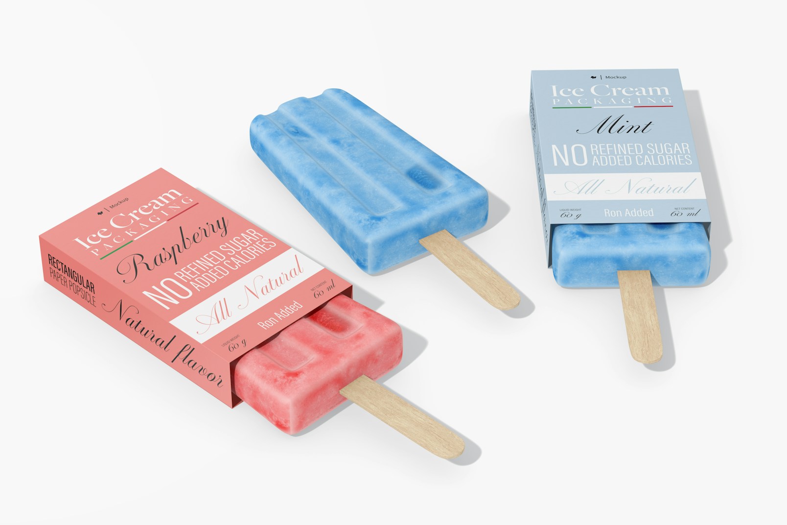 Rectangular Paper Popsicle Packaging Mockup