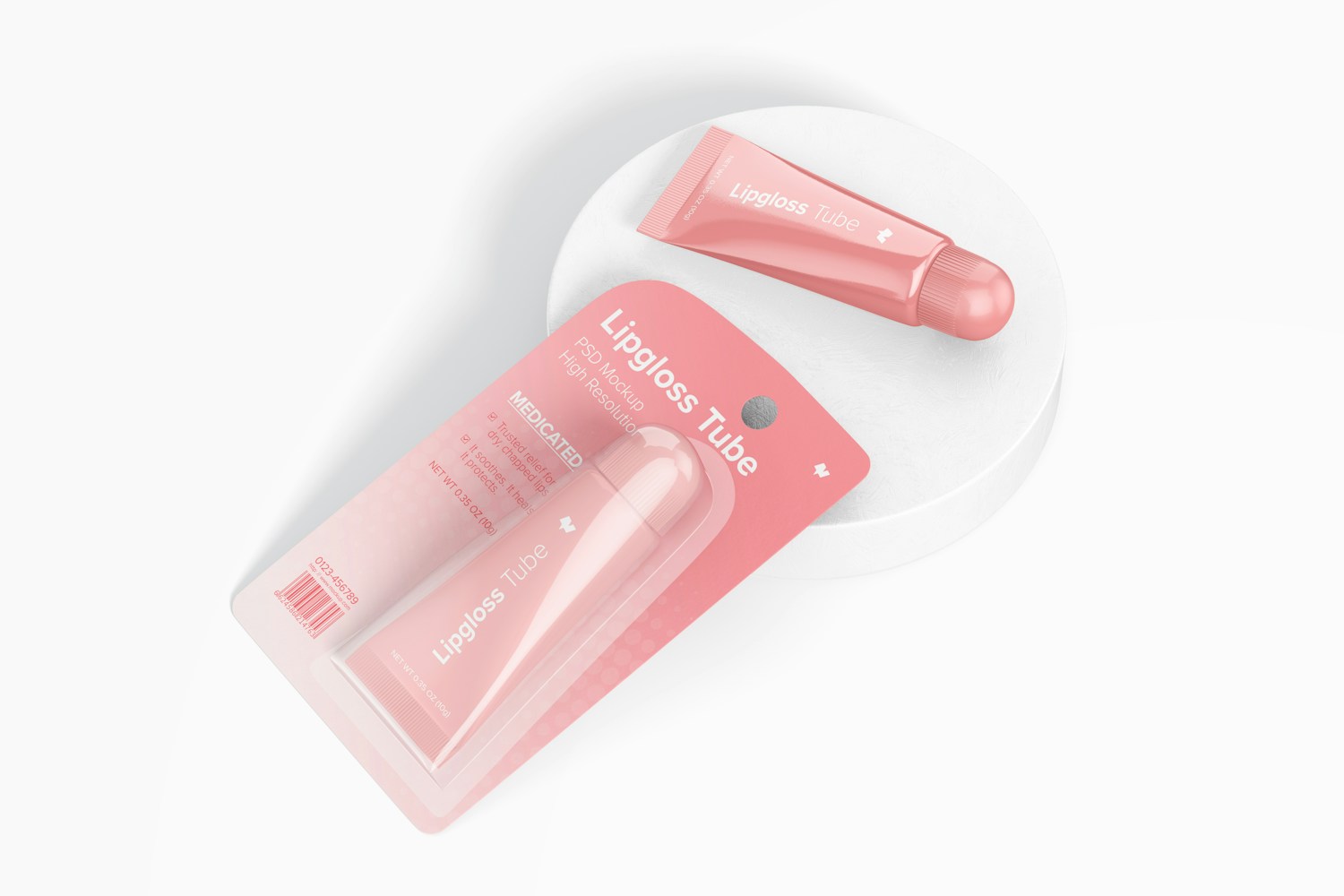 Lipgloss Tubes on Blister Mockup, Perspective Lipgloss Tubes on Blister Mockup, Perspective