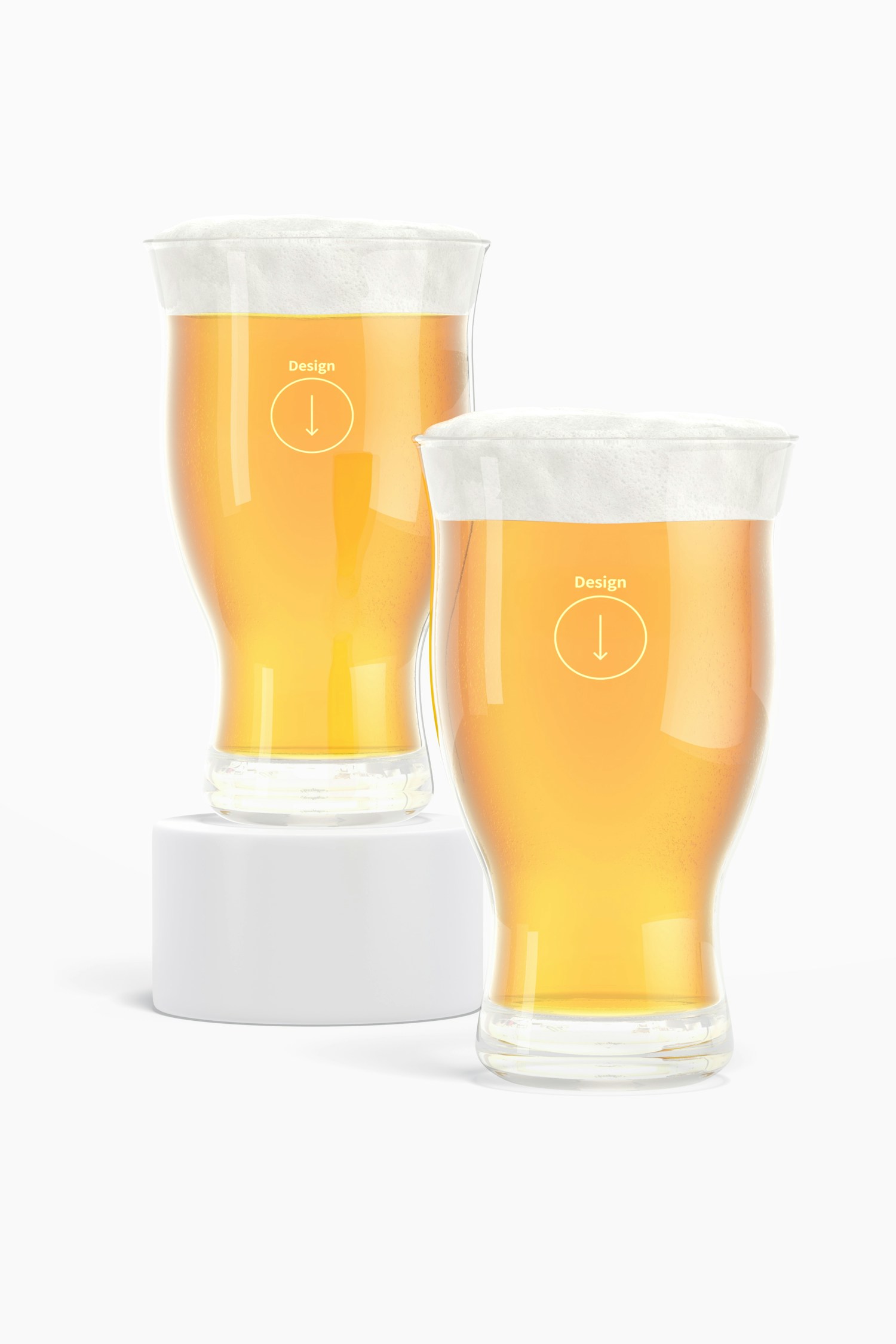 16 oz Pints Beer Glass Mockup, Front View