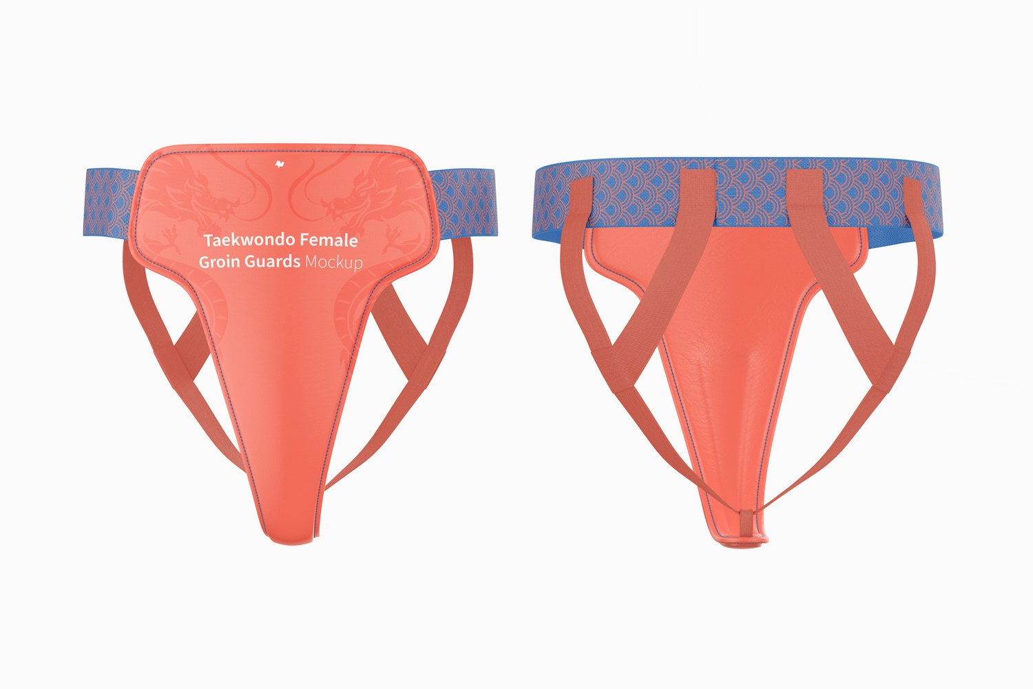Taekwondo Female Groin Guards Mockup, Front and Back View Taekwondo Female Groin Guards Mockup, Front and Back View