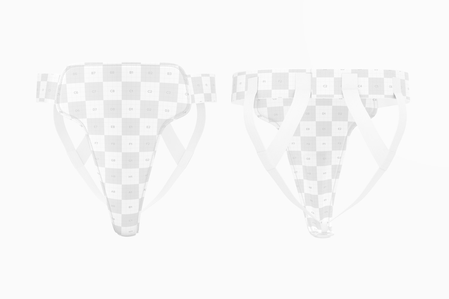 Taekwondo Female Groin Guards Mockup, Front and Back View Taekwondo Female Groin Guards Mockup, Front and Back View