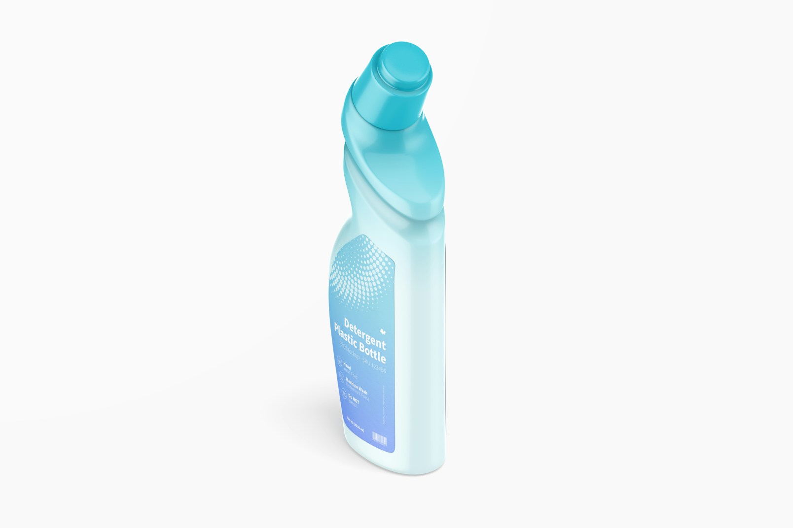 Detergent Plastic Bottle Mockup, Isometric Left View