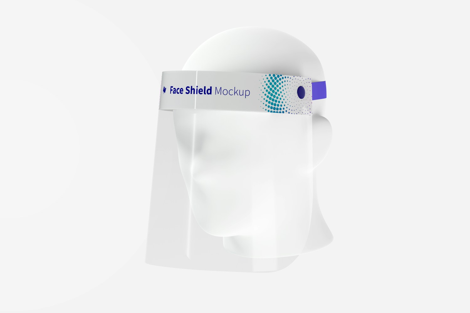 Maqueta de Protector Facial con Cabeza, 3/4 Vista Frontal Derecha
