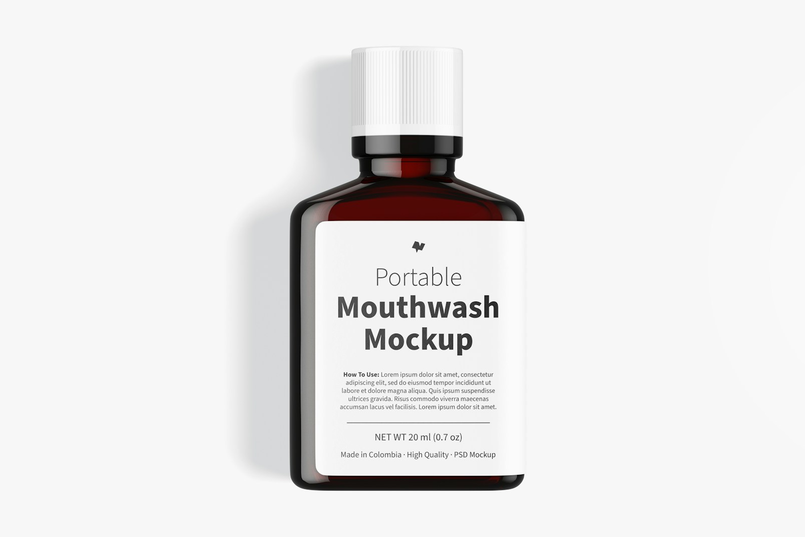 Portable Mouthwash with Label Mockup, Top View