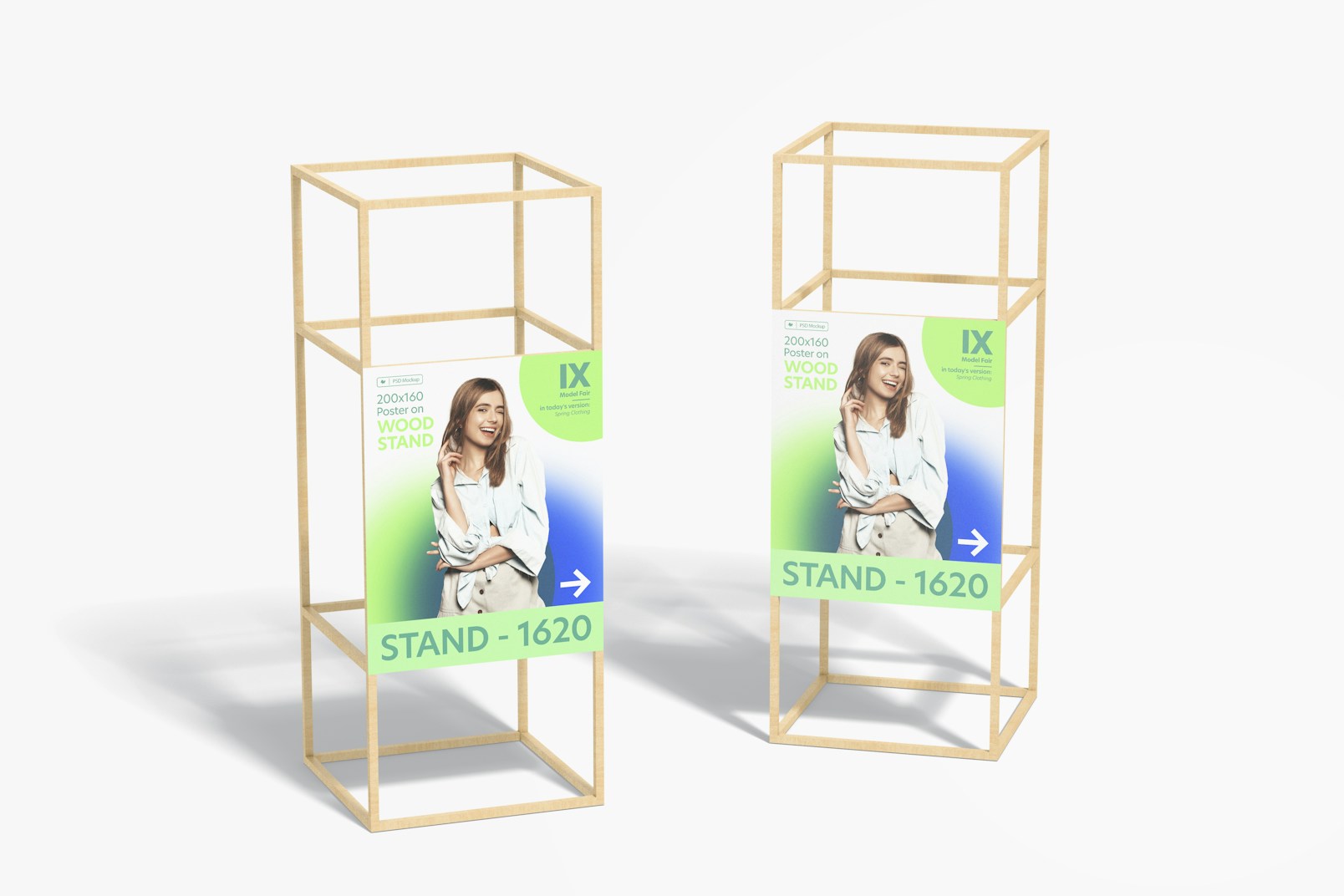 200x160 Posters on Wood Stands Mockup