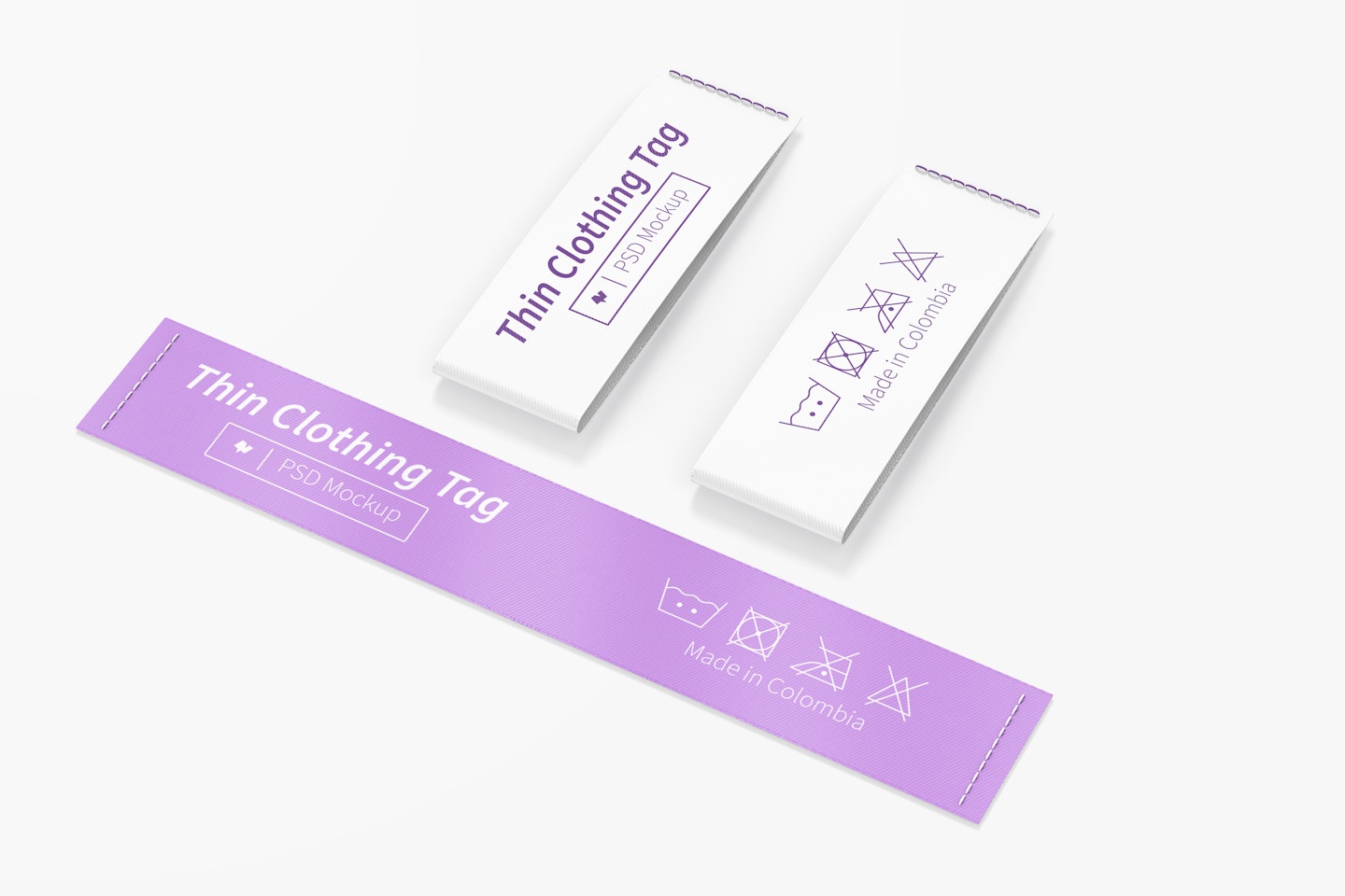 Vertical Thin Clothing Tags Mockup, Perspective