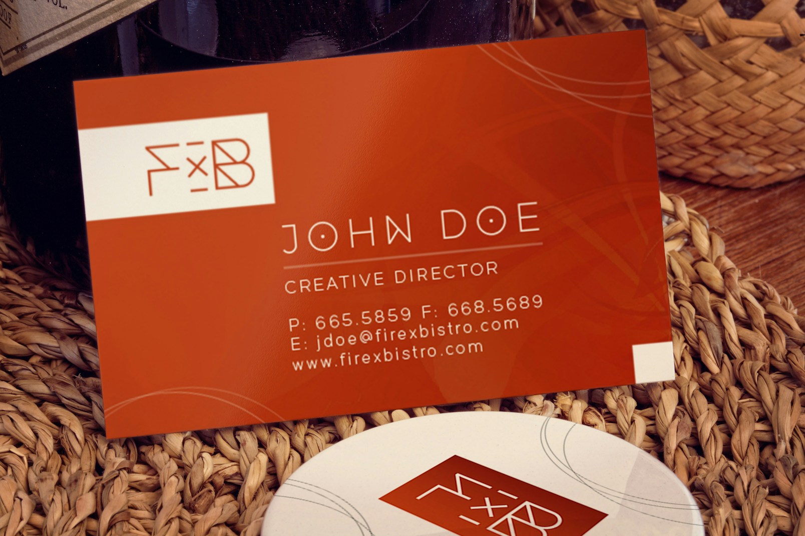 Business card, Button pin Mockup