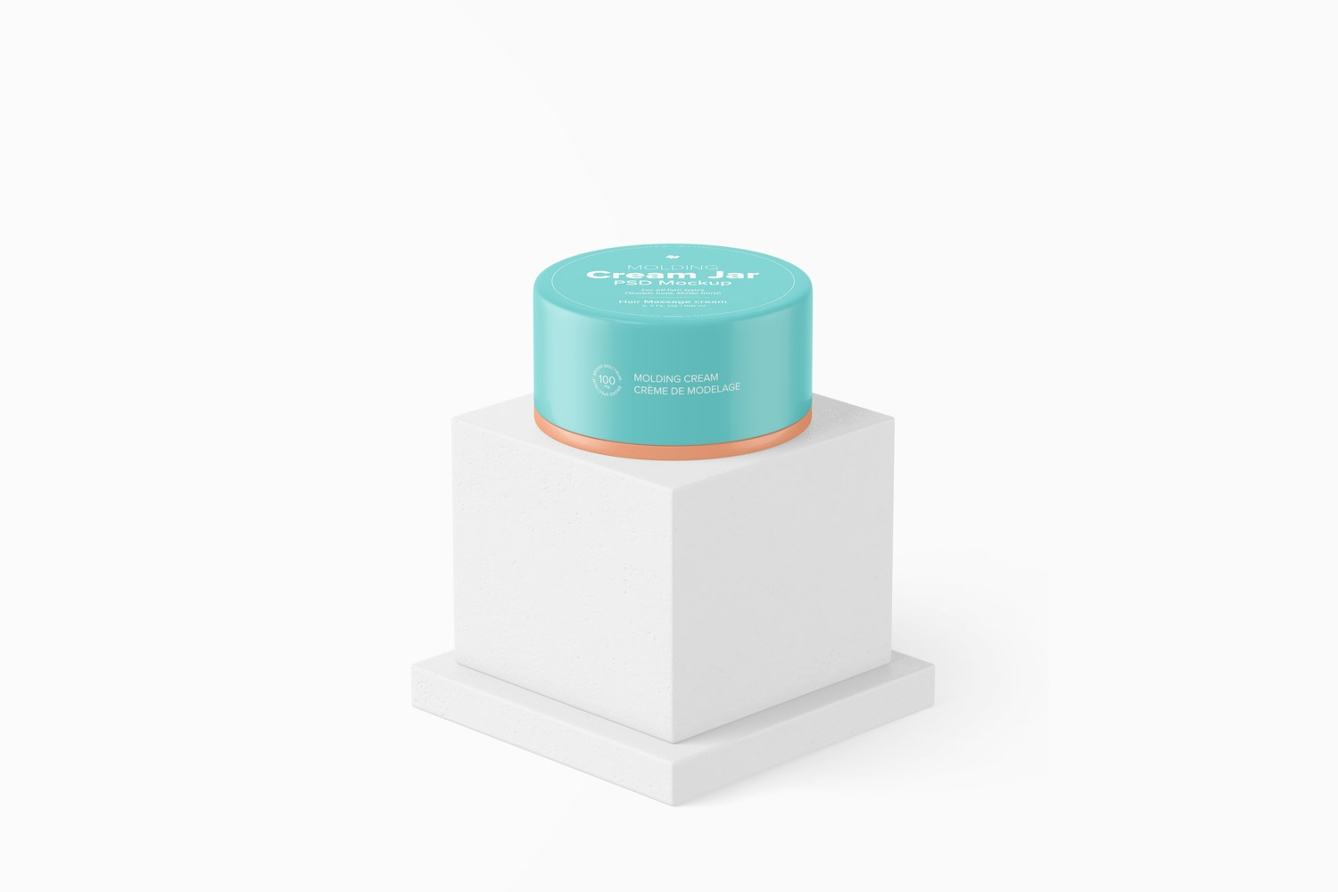 3.4 Oz Molding Cream Jar Mockup, Perspective 3.4 Oz Molding Cream Jar Mockup, Perspective
