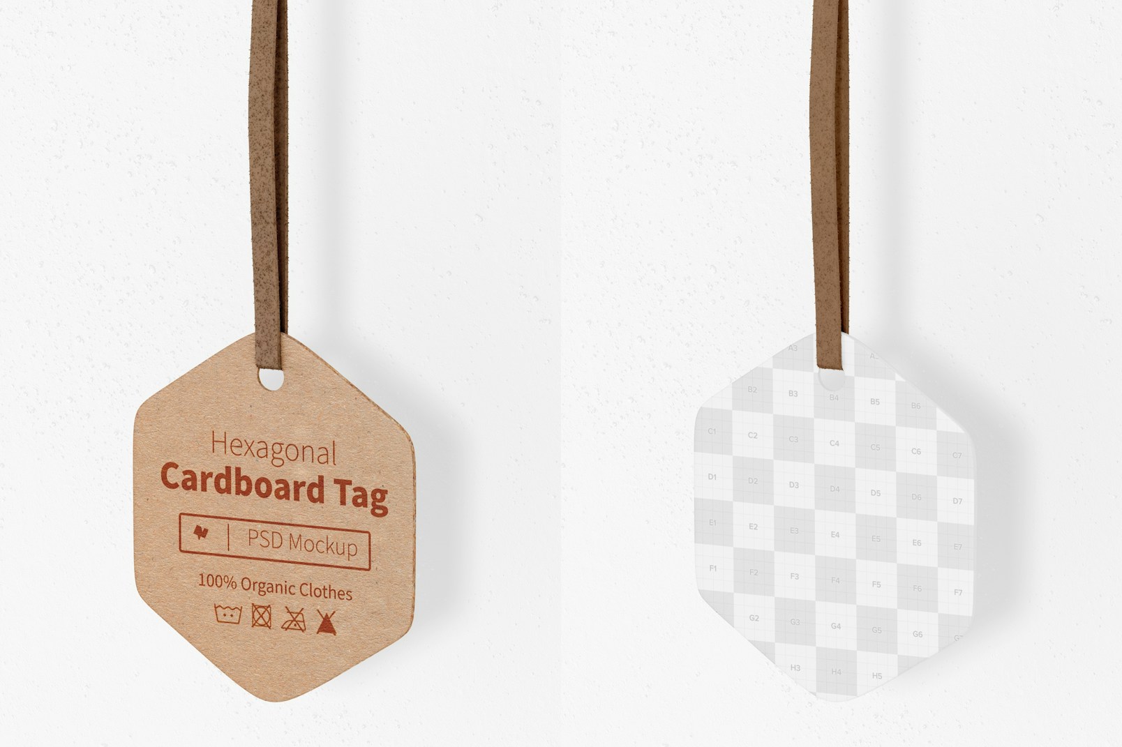 Hexagonal Cardboard Tag Mockup, Hanging