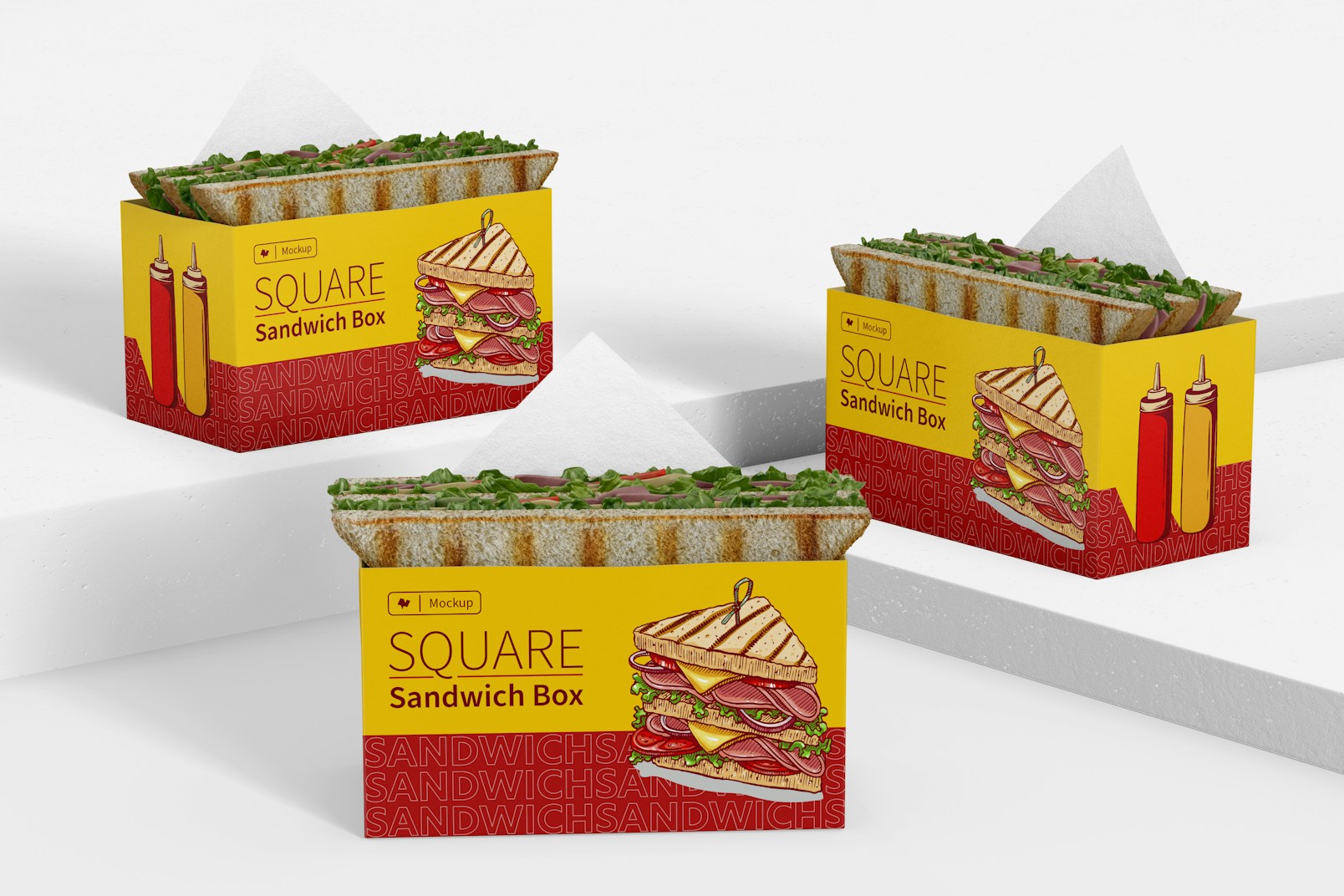 Square Sandwich Boxes Mockup 02