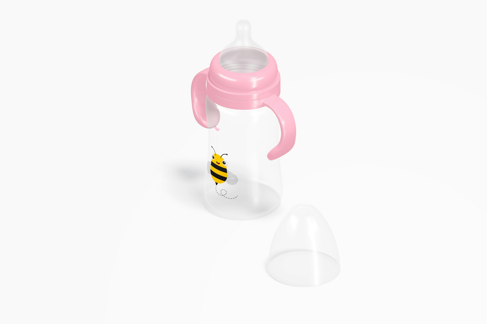 300 ml Baby Milk Bottle without Cap Mockup, Isometric View