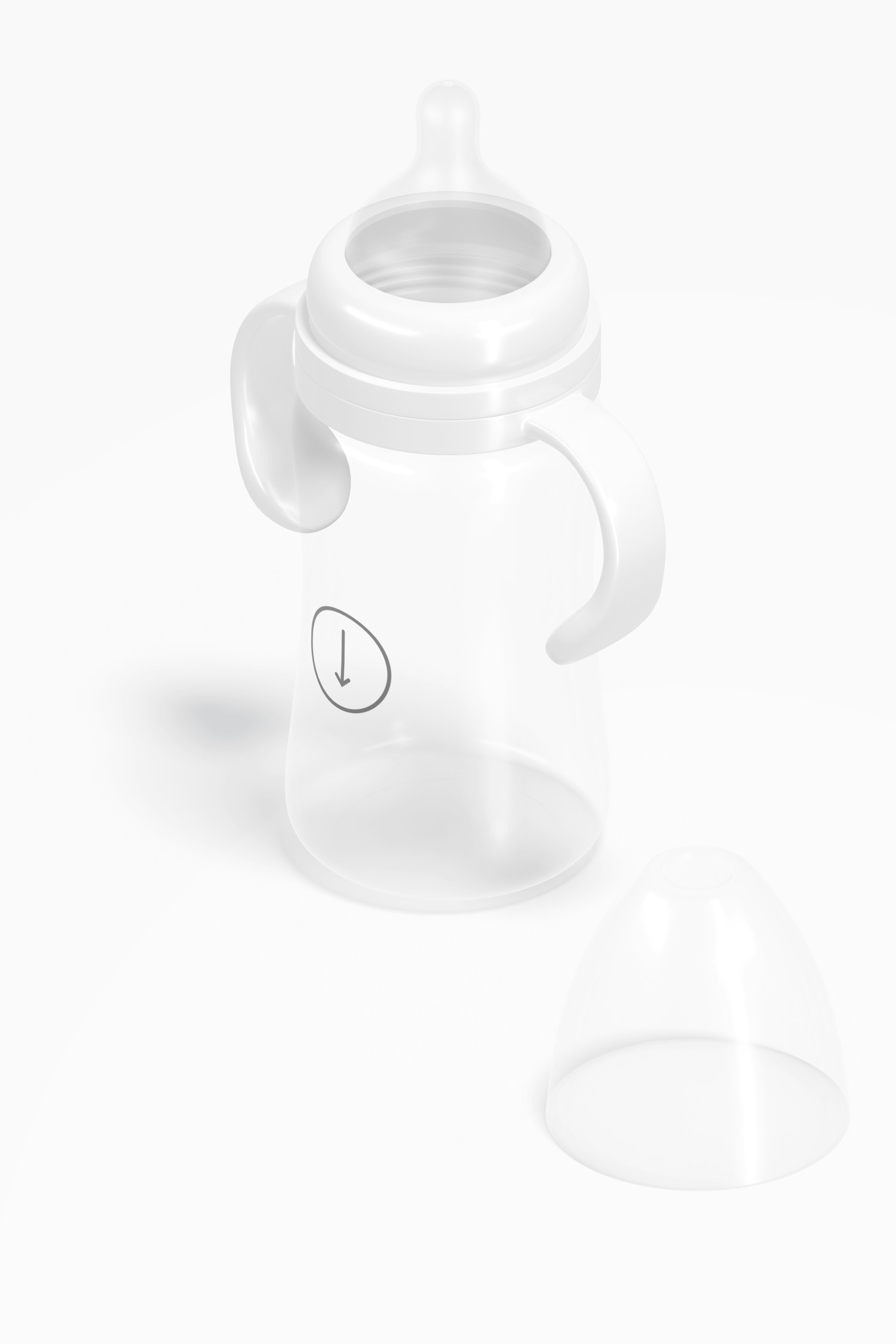 300 ml Baby Milk Bottle without Cap Mockup, Isometric View