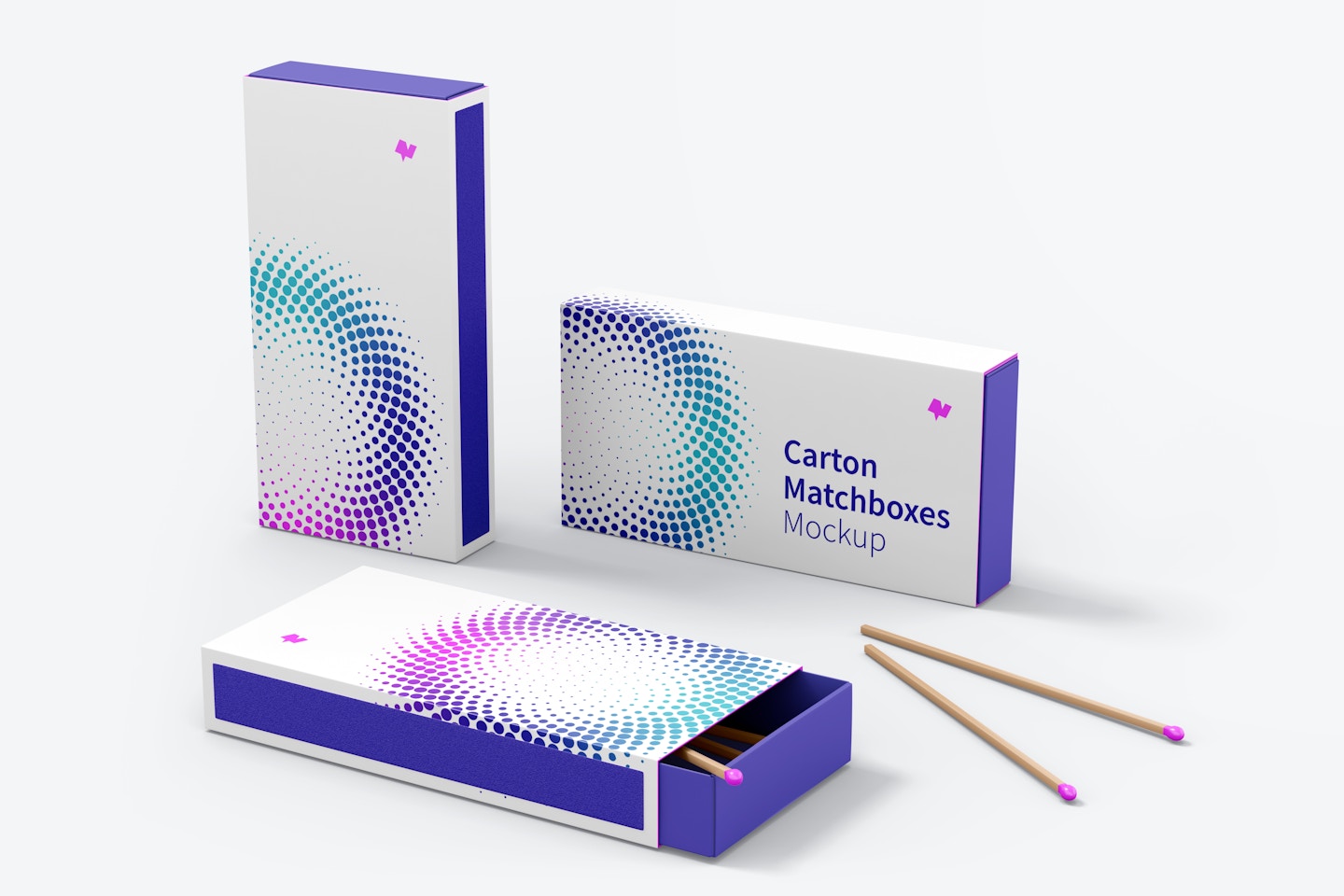 Carton Matchboxes Mockup, Multiple Views Set