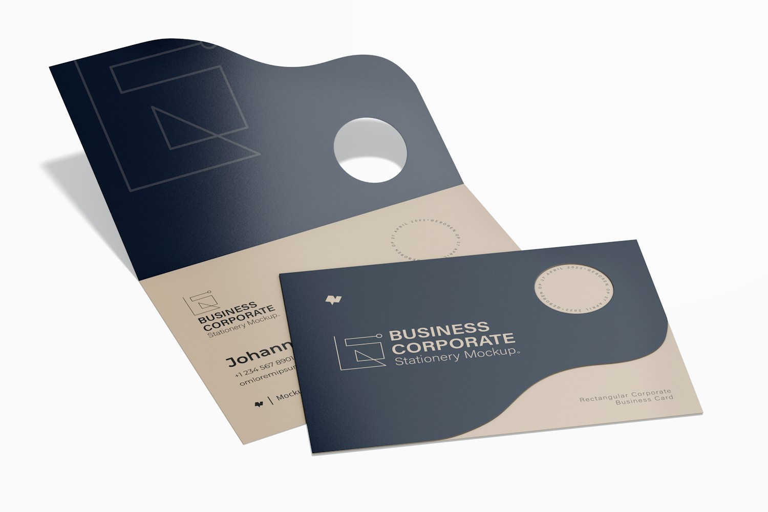 Rectangular Corporate Business Cards Mockup, Opened and Closed