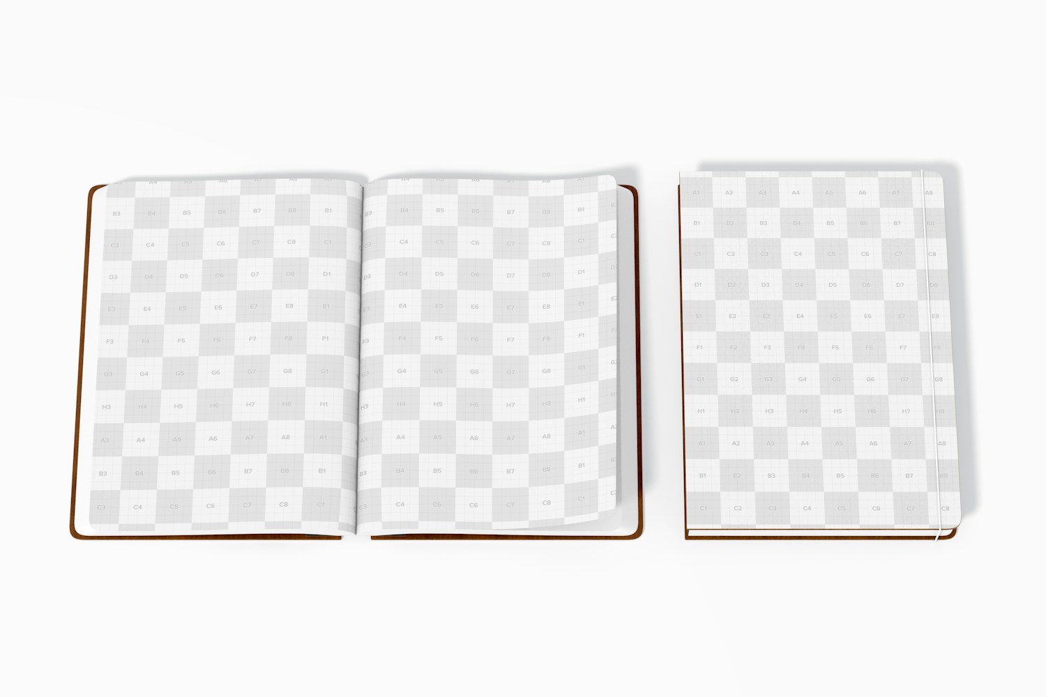 Wood Notebooks Mockup, Opened and Closed