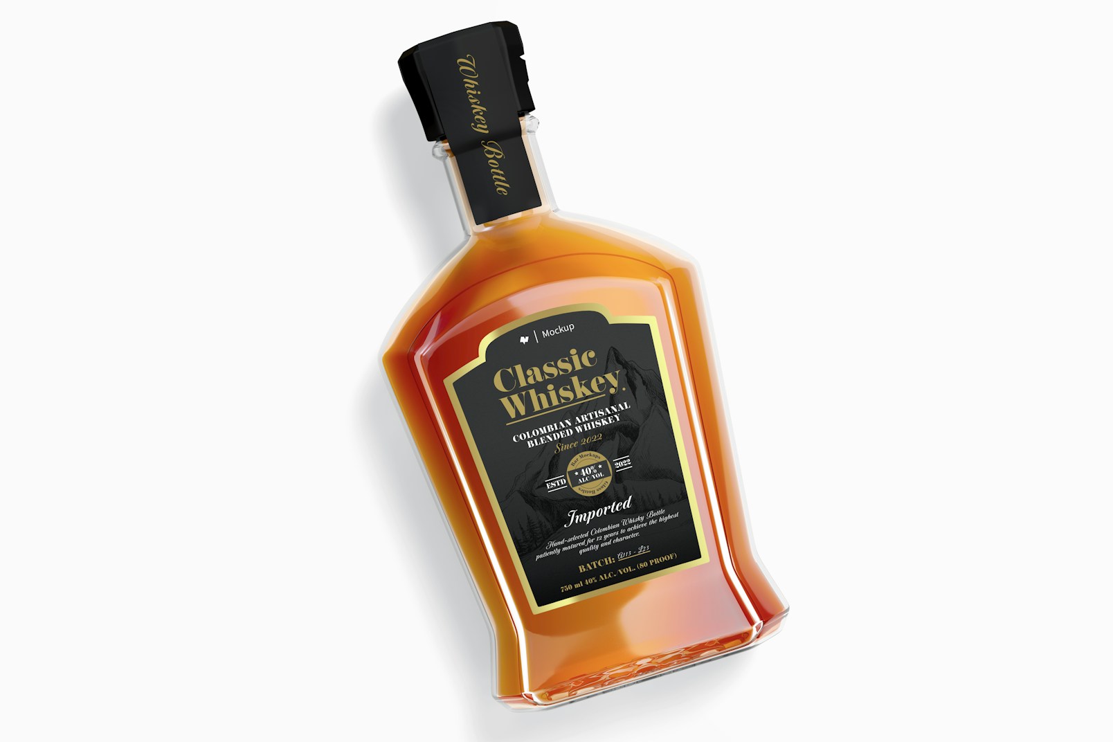Whiskey Bottle Mockup, Top View