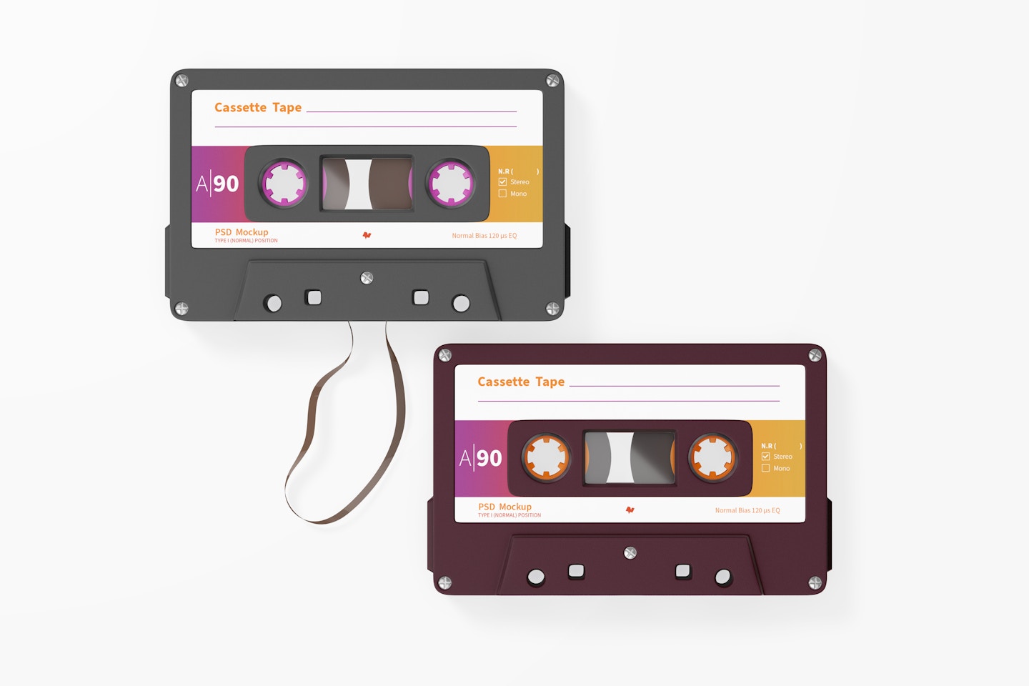 Cassette Tapes Mockup, Top View