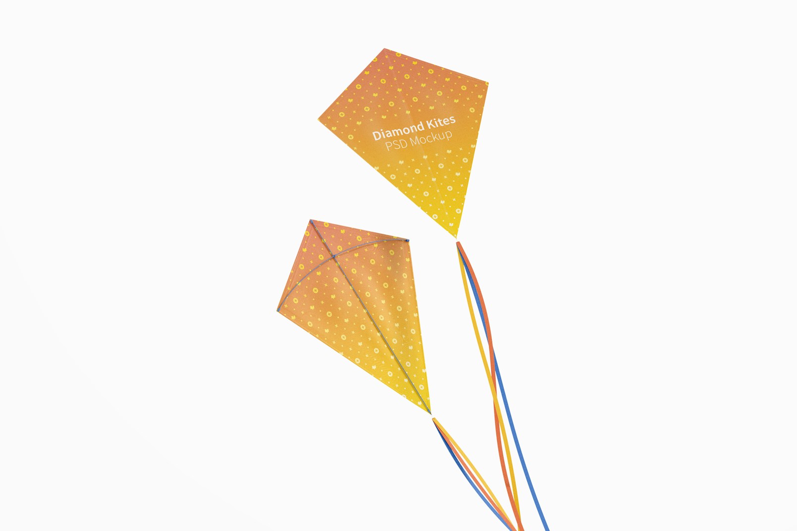Diamond Flying Kites Mockup, Back and Front View
