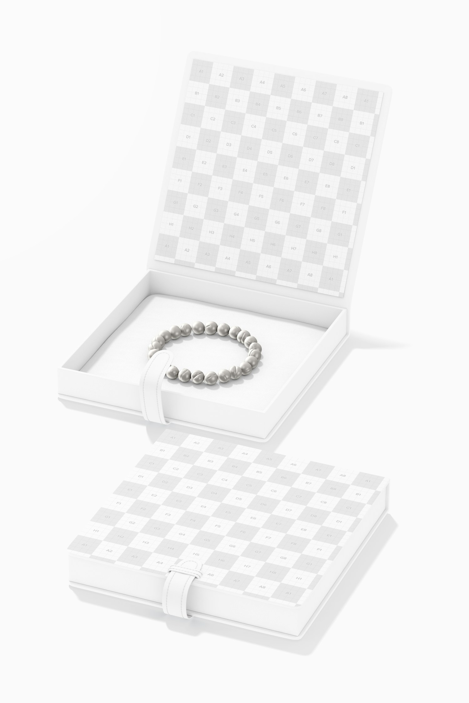 Jewelry Set Box with Flap Mockup, Opened and Closed