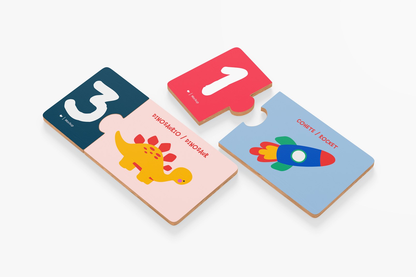 Kids Didactic Cards Mockup, Perspective
