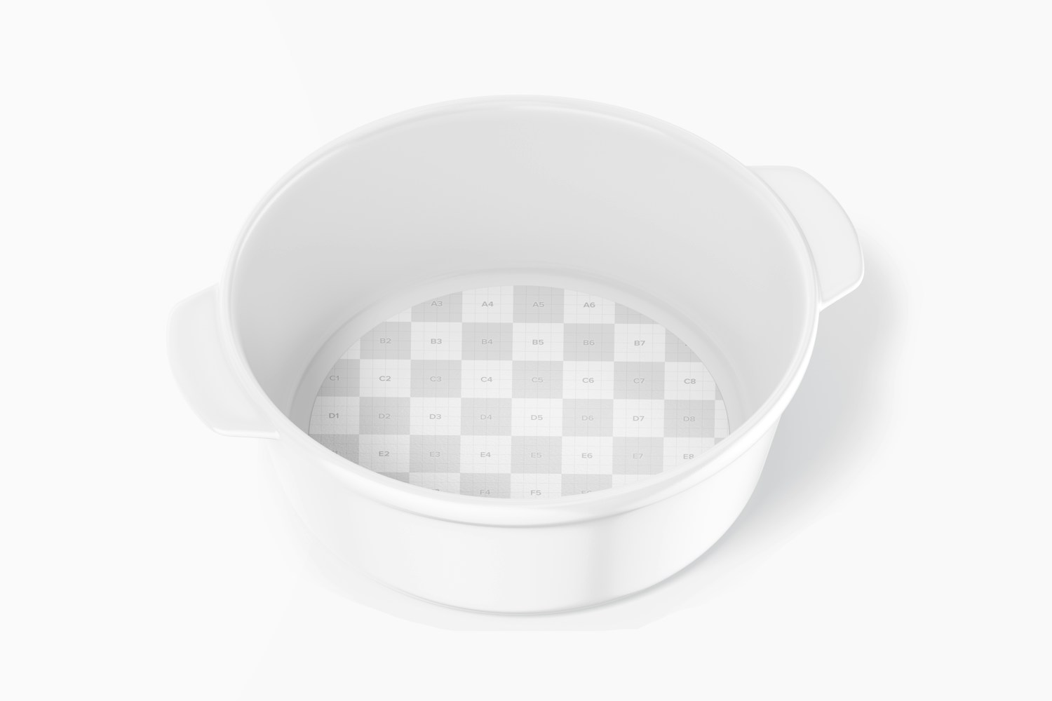 Round Ceramic Dish with Handles Mockup, Top View Round Ceramic Dish with Handles Mockup, Top View
