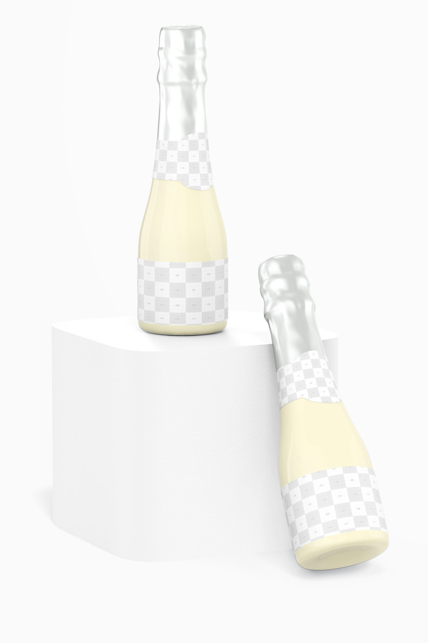 200 ml Sparkling Wine Bottle Mockup, Leaned 200 ml Sparkling Wine Bottle Mockup, Leaned
