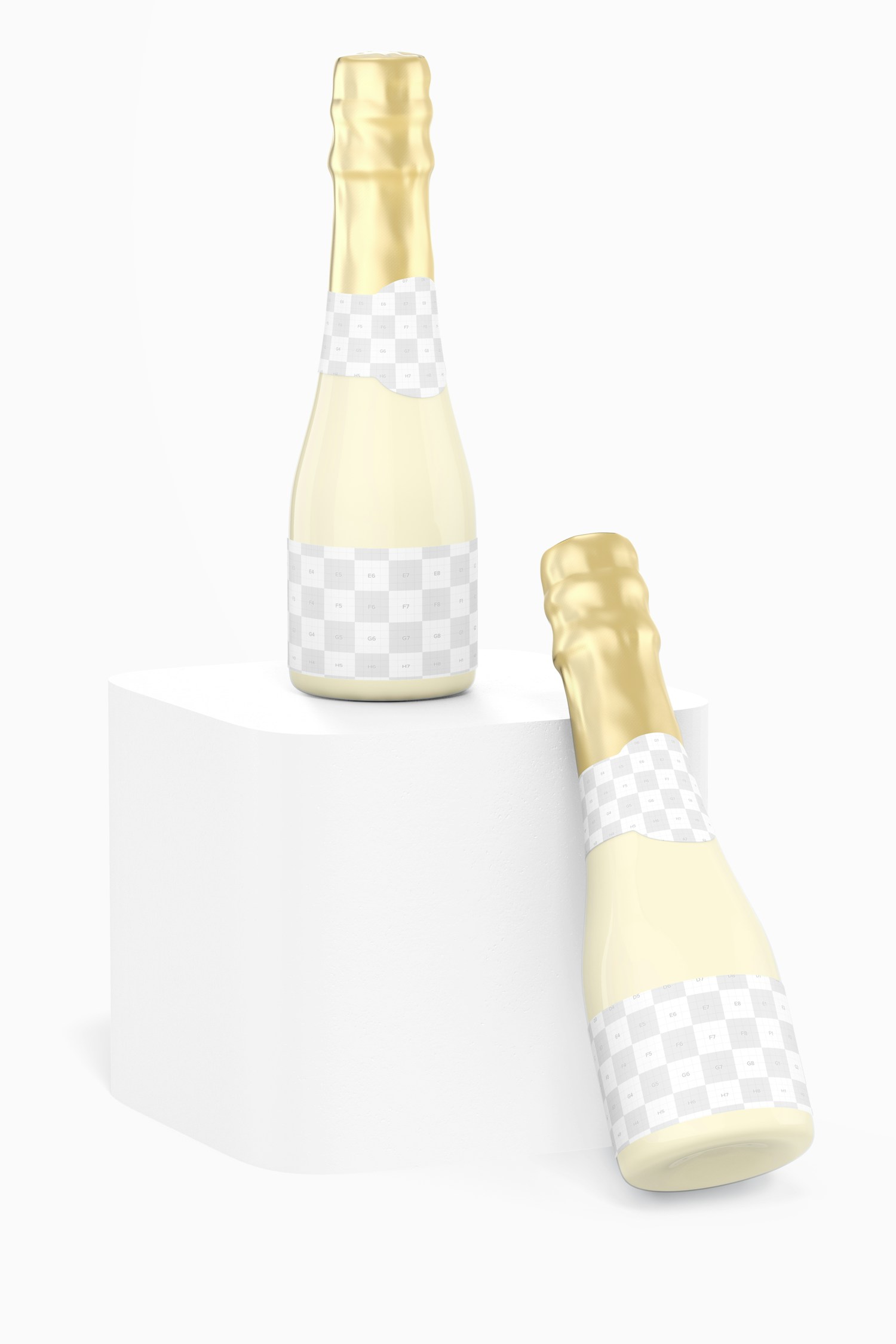 200 ml Sparkling Wine Bottle Mockup, Leaned 200 ml Sparkling Wine Bottle Mockup, Leaned