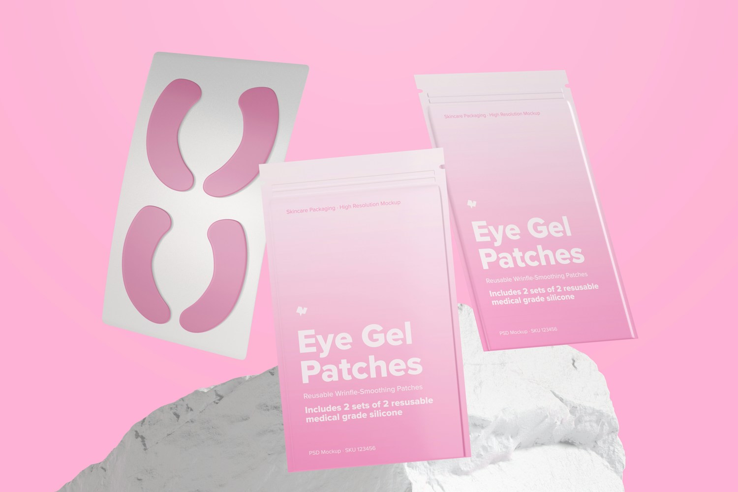 Eye Gel Patches Packaging Scene Set Mockup