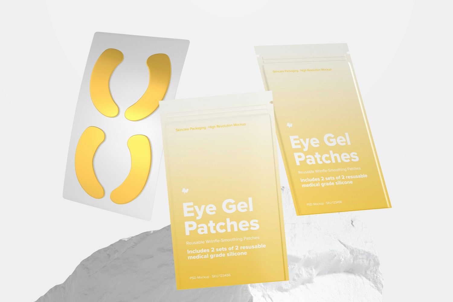 Eye Gel Patches Packaging Scene Set Mockup