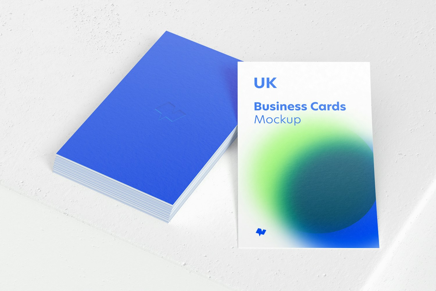 UK Portrait Business Cards Mockup, Perspective View