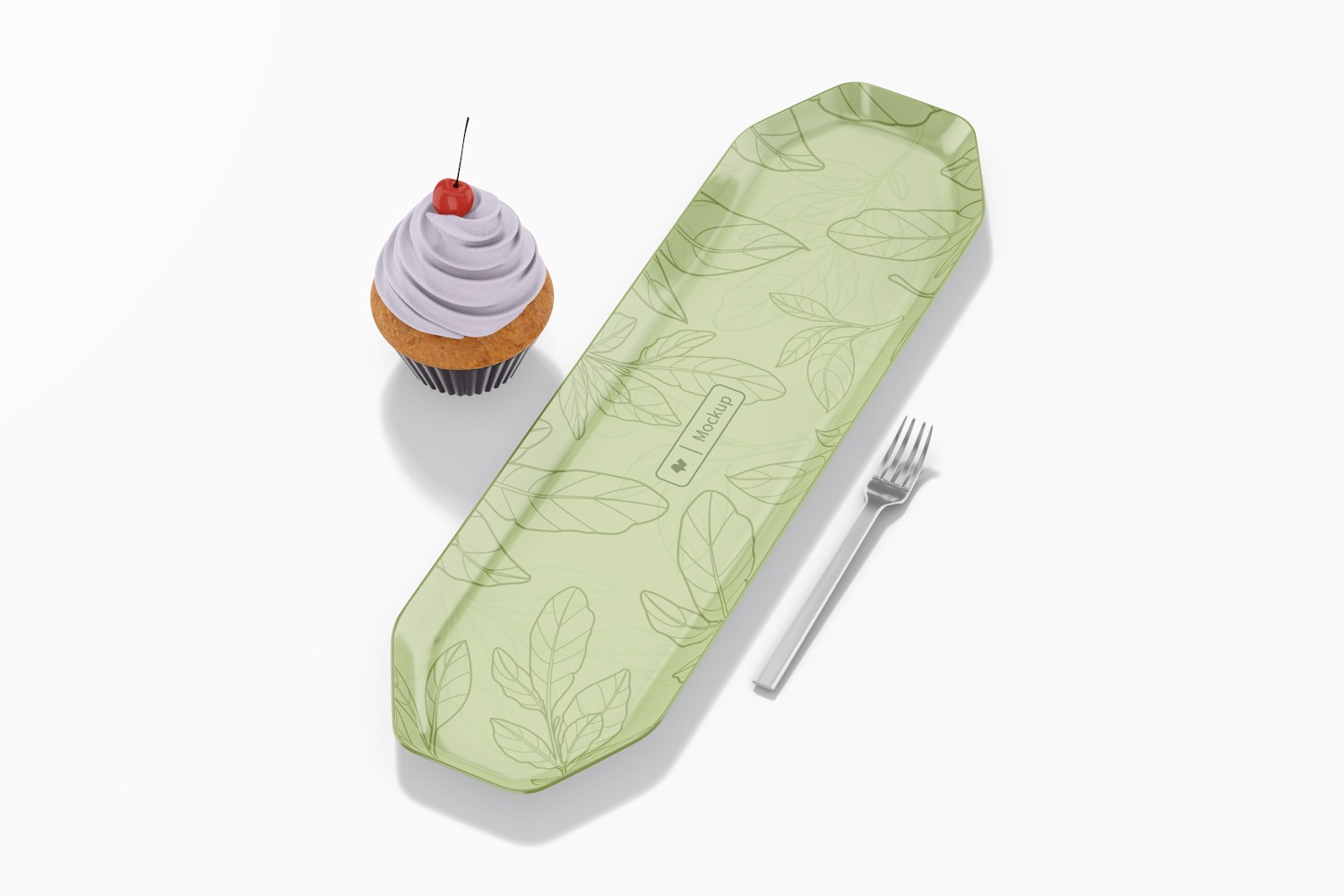 Octagonal Ceramic Plate Mockup, with Cupcakes Octagonal Ceramic Plate Mockup, with Cupcakes