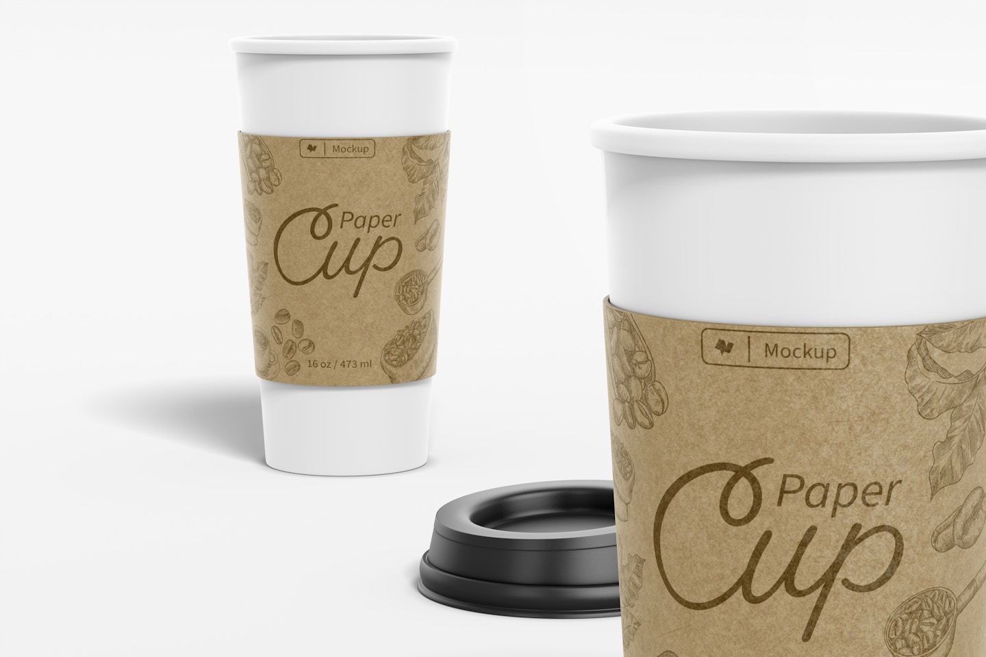 16 oz Paper Cup Mockup, Close Up