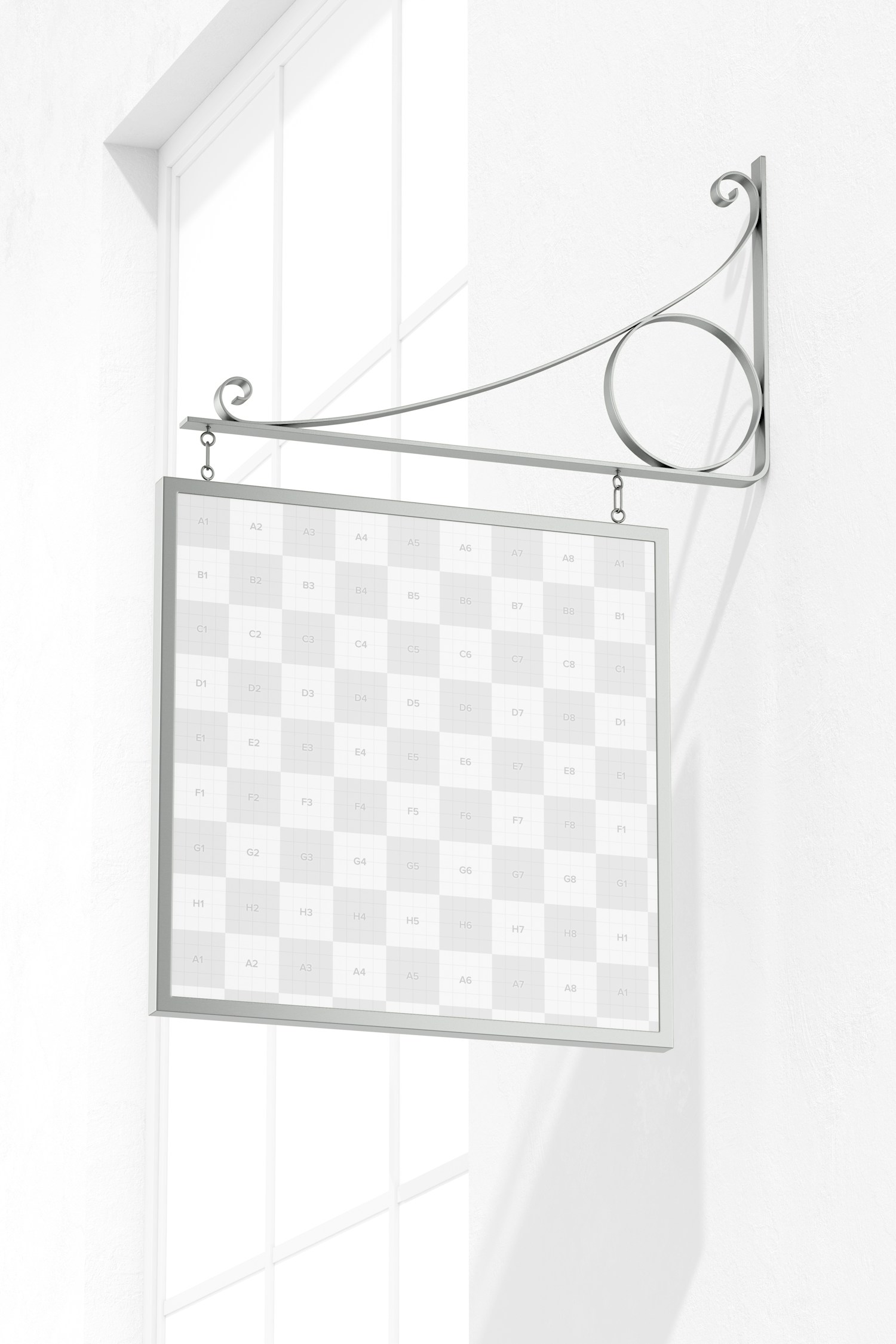 Modern Hanging Sign Mockup, Right View