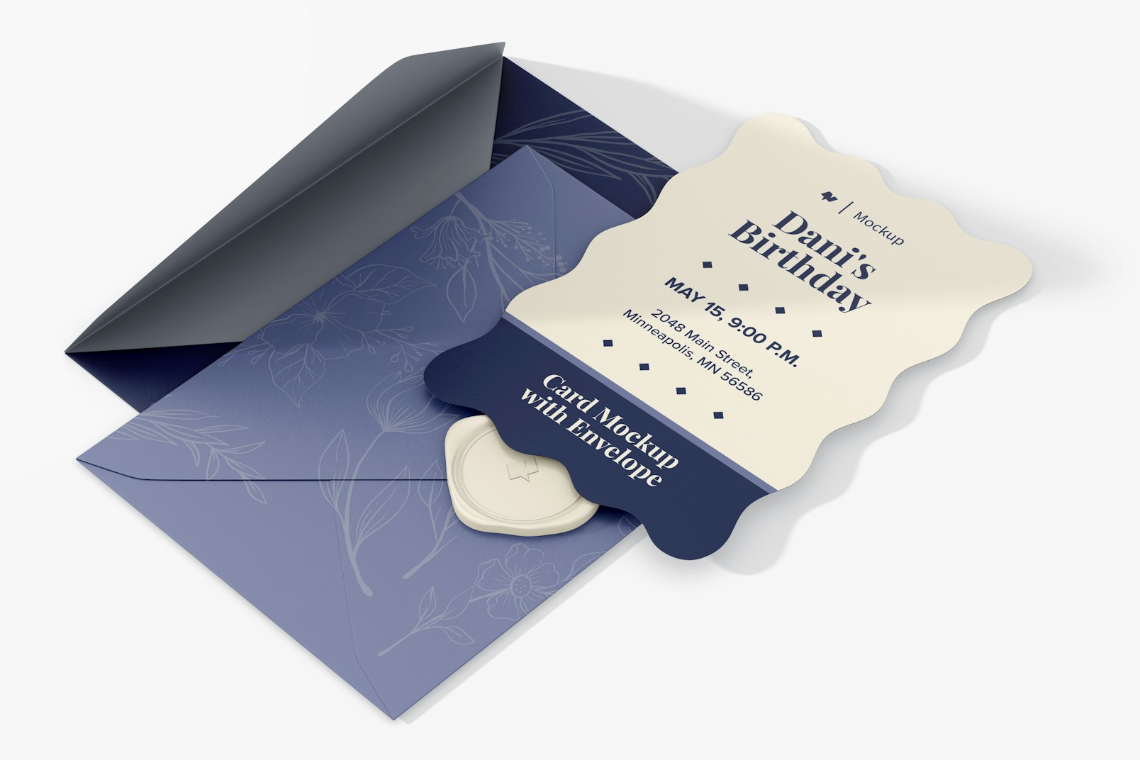 Invitation Card with Envelope Mockup, Perspective