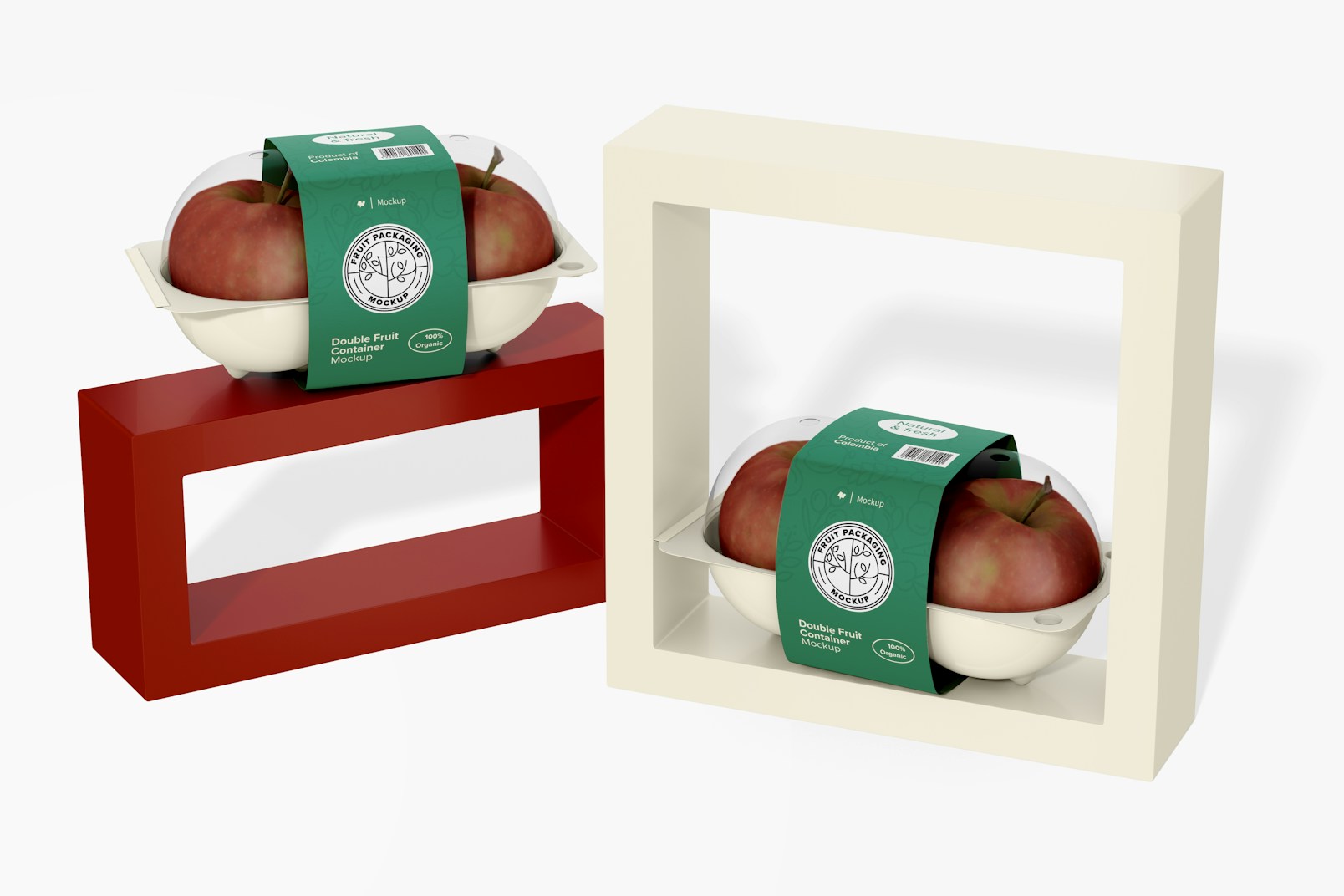 Double Fruit Container Mockup, on Podium