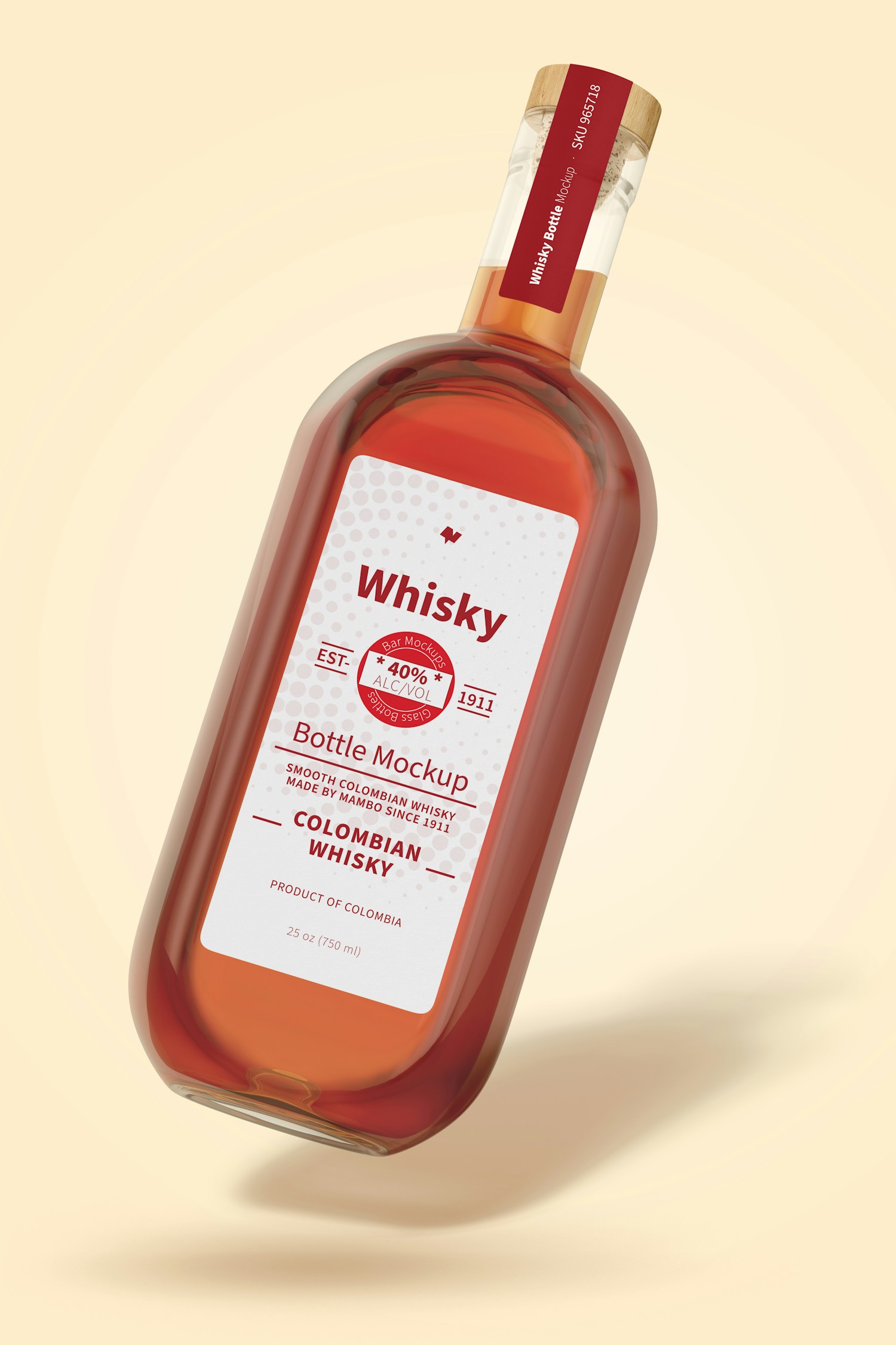 Whisky Bottle Mockup, Falling Whisky Bottle Mockup, Falling