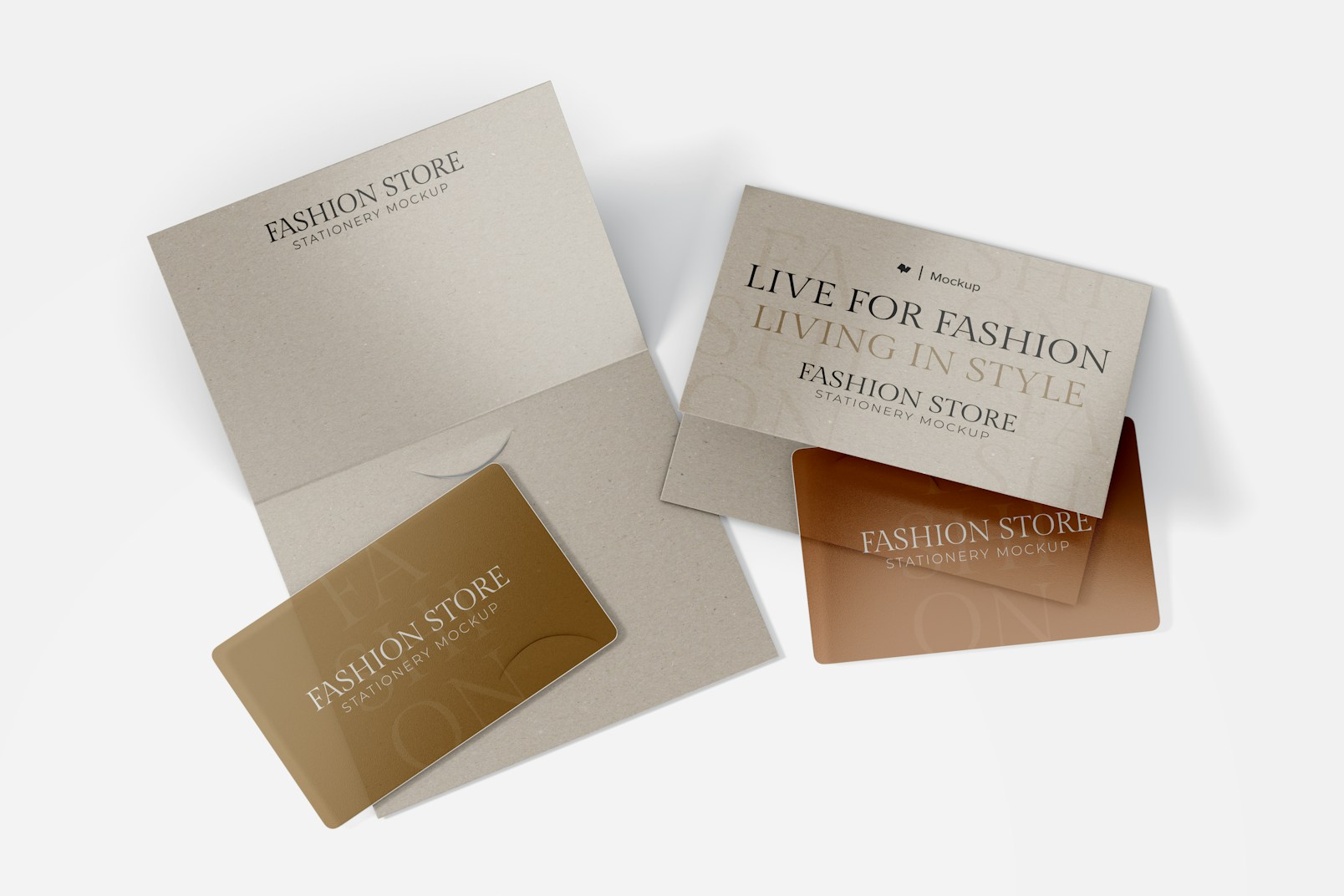 Fashion Store Gift Cards Mockup, Front and Back View