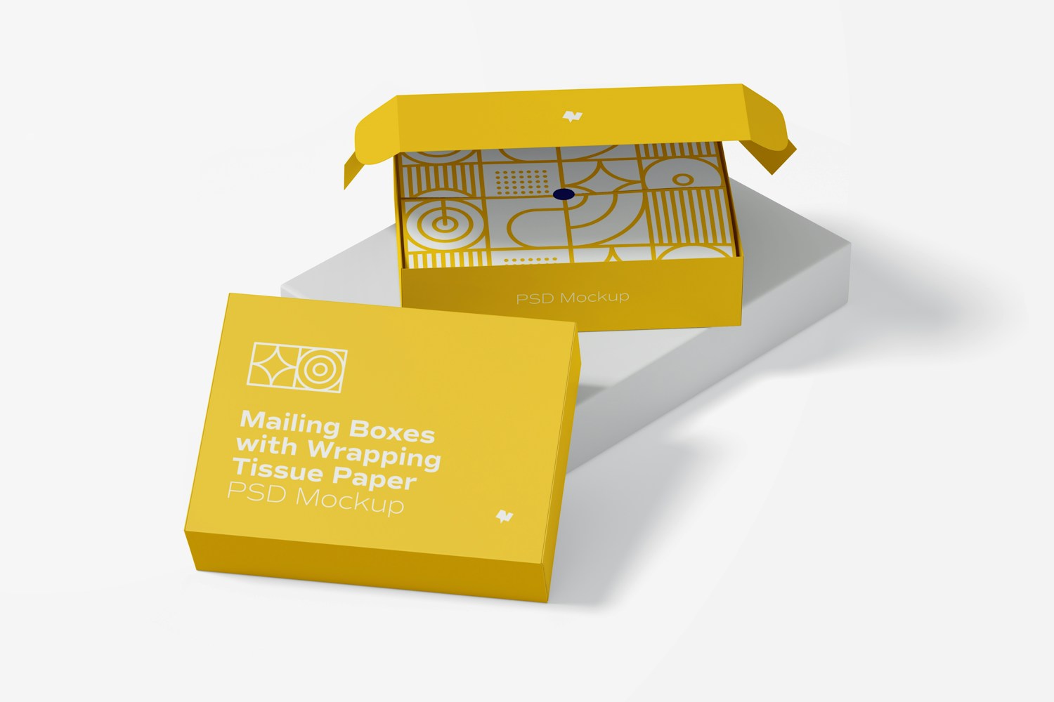 Mailing Boxes with Wrapping Tissue Paper Mockup
