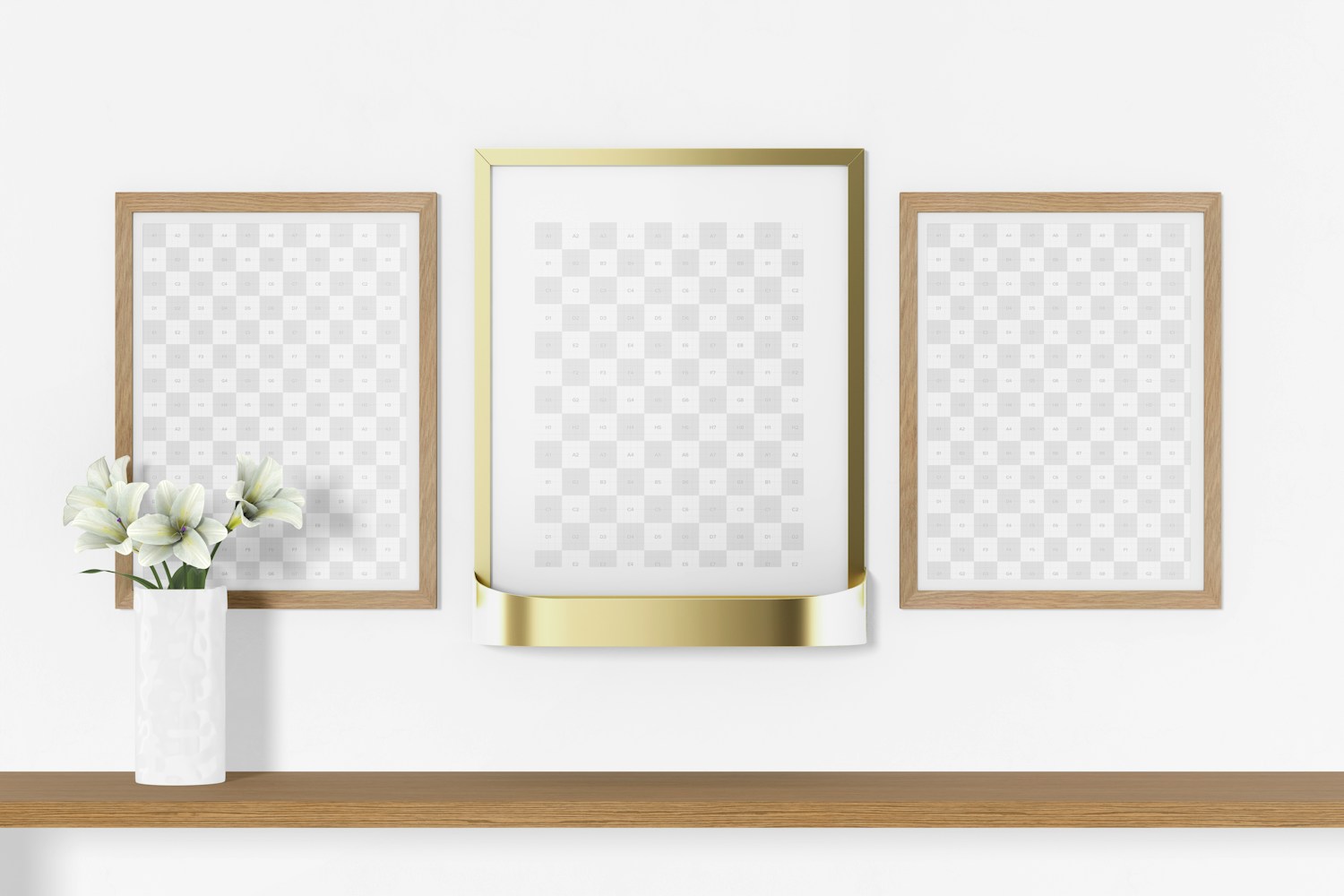 Metal Photo Frame with Shelf Mockup, Front View 02