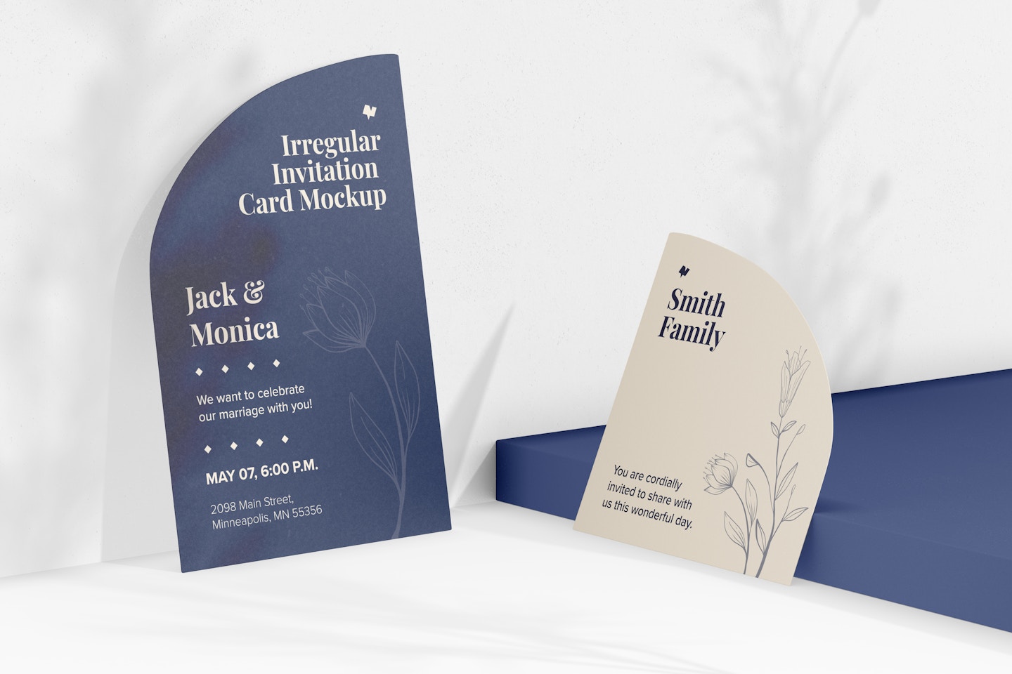Irregular Invitation Card Mockup, Leaned