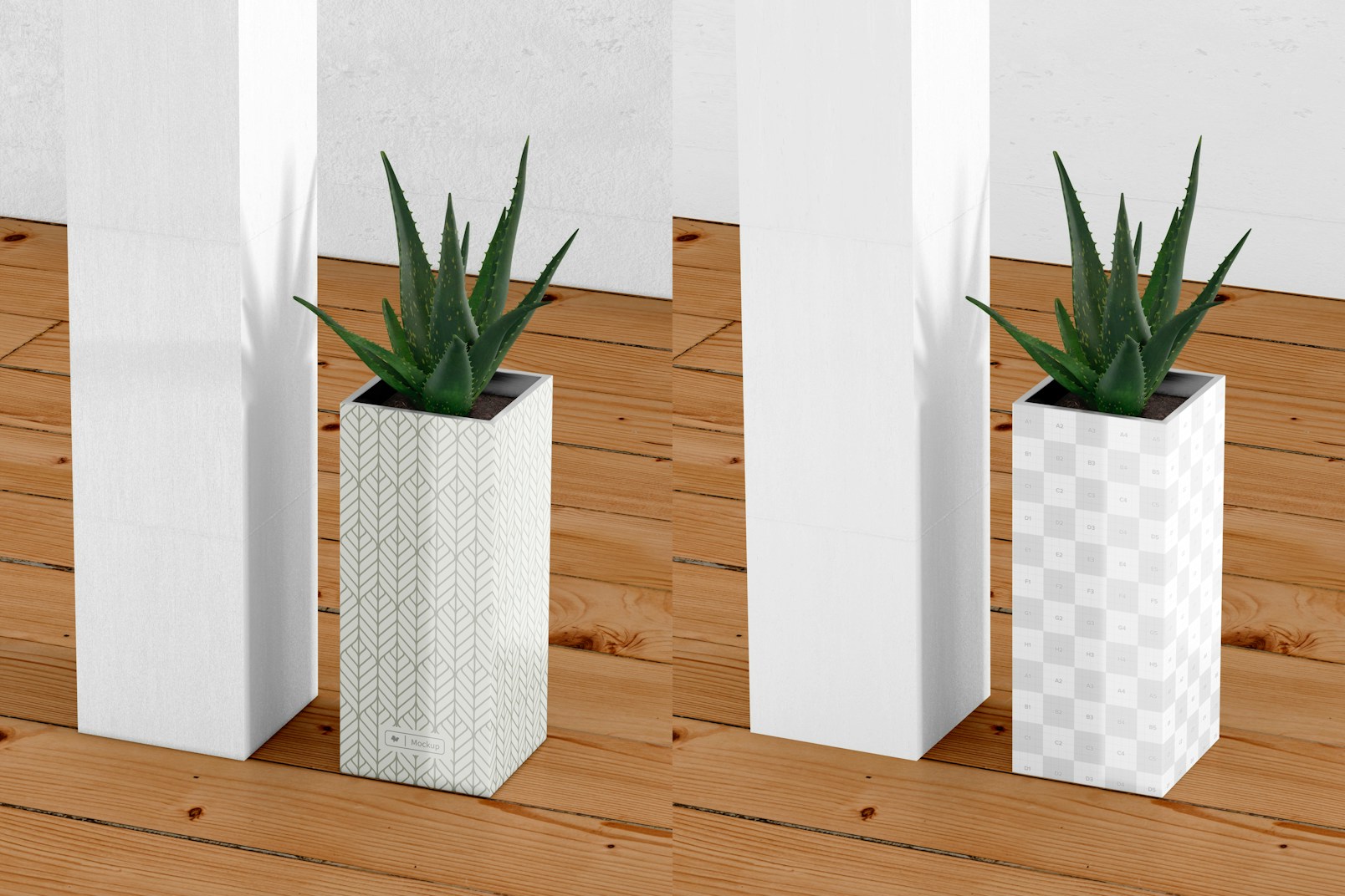 Steel Tall Planter Mockup, Right View