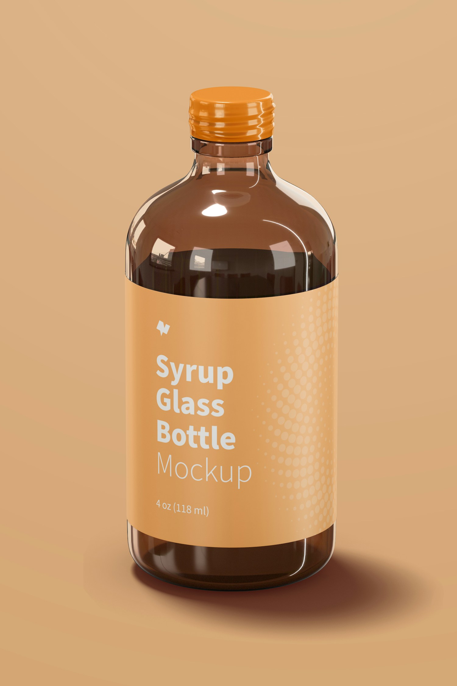 4 oz Syrup Glass Bottle Mockup