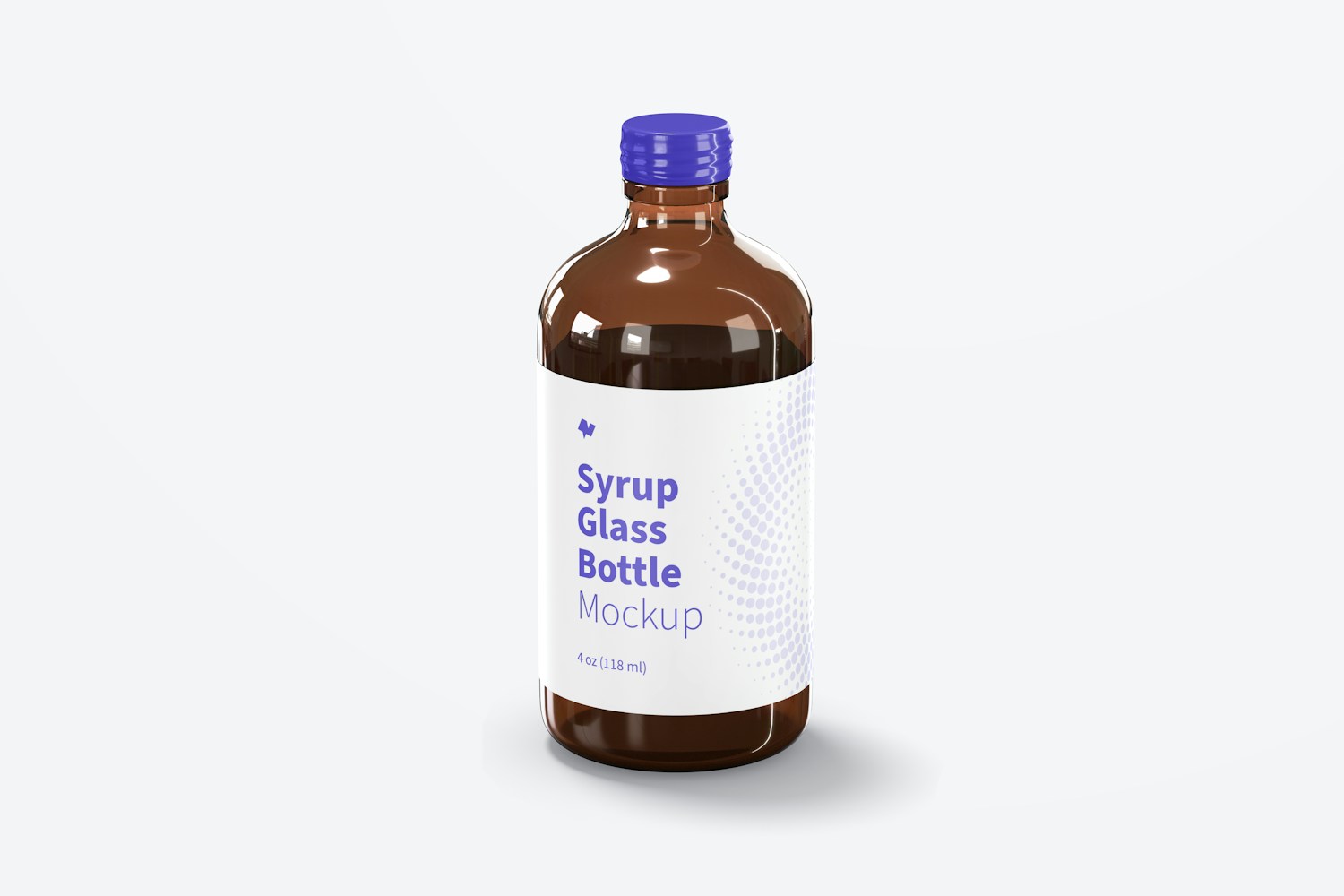 4 oz Syrup Glass Bottle Mockup